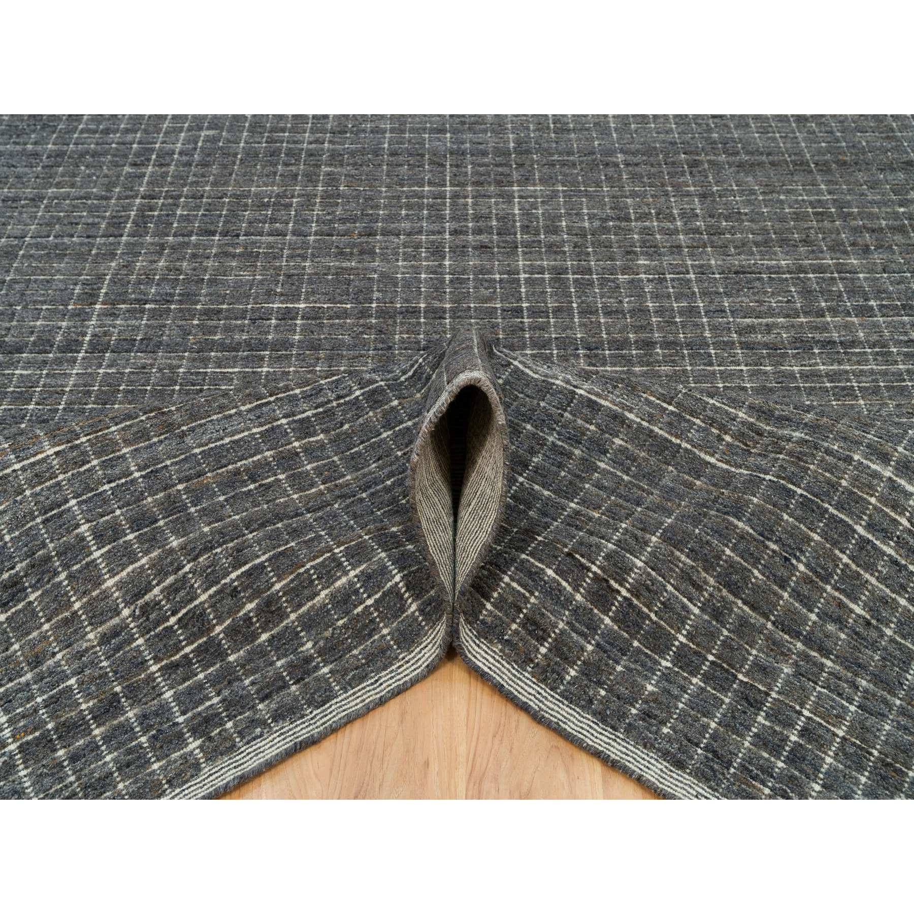 12'x14'10" Jet Gray, Modern Box Design and Plain Decor, Soft Wool, Loomed Knotted, Oversized Oriental Rug HR90188 - Image 6