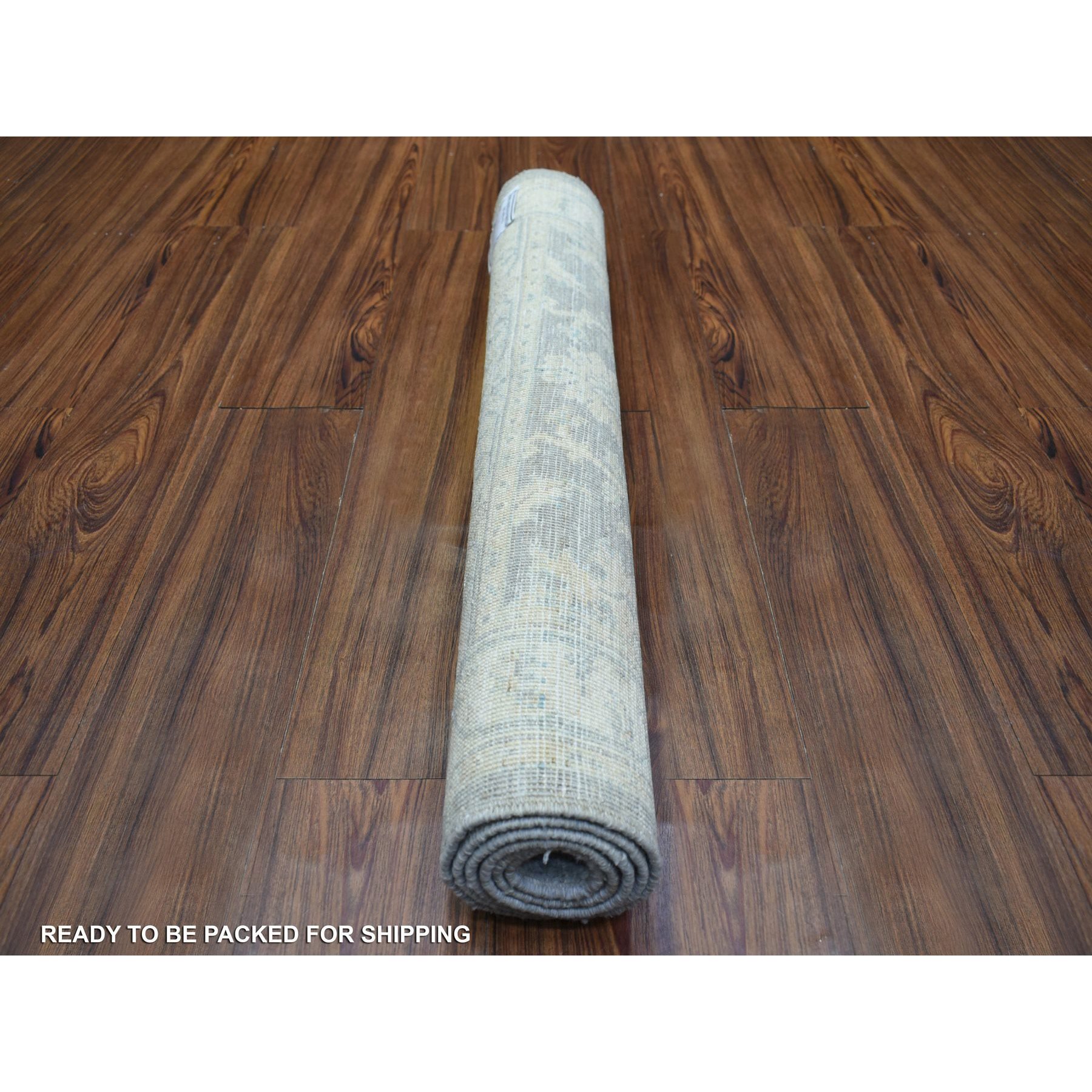 3'x4'10" Gray Pure Wool Natural Dyes Hand Knotted, Stone Wash Peshawar Oriental Rug HR72083 - Image 4