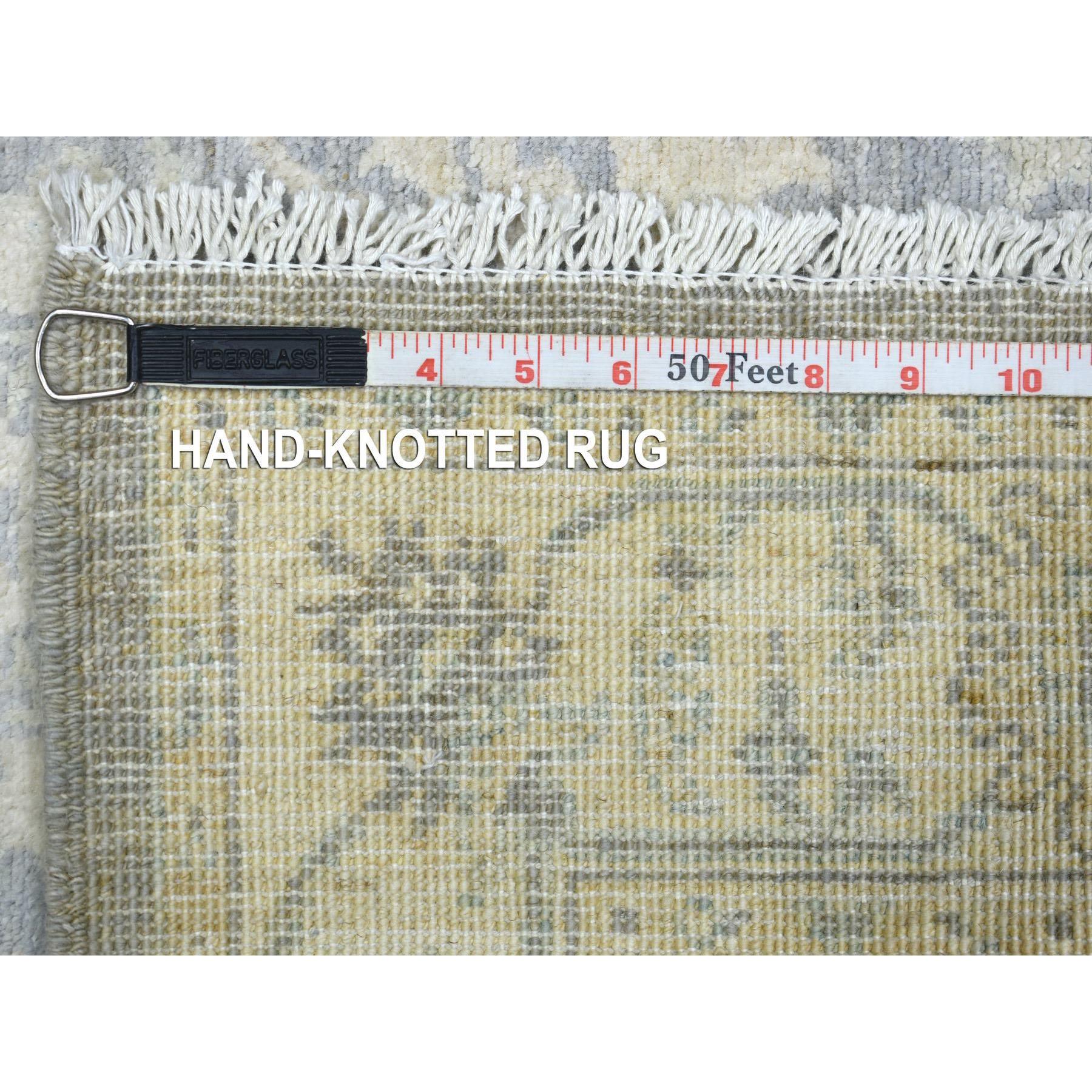 3'x4'10" Gray Pure Wool Natural Dyes Hand Knotted, Stone Wash Peshawar Oriental Rug HR72083 - Image 6
