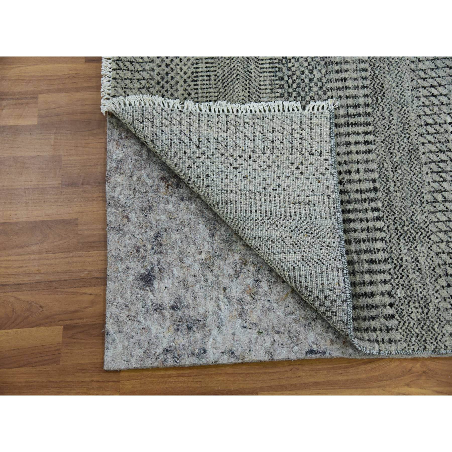 2'7"x22'1" Stone Eagle Gray, Modern Tone on Tone Grass Organic Undyed Wool Design, Hand Knotted, XL Runner Oriental Rug HR79702 - Image 3