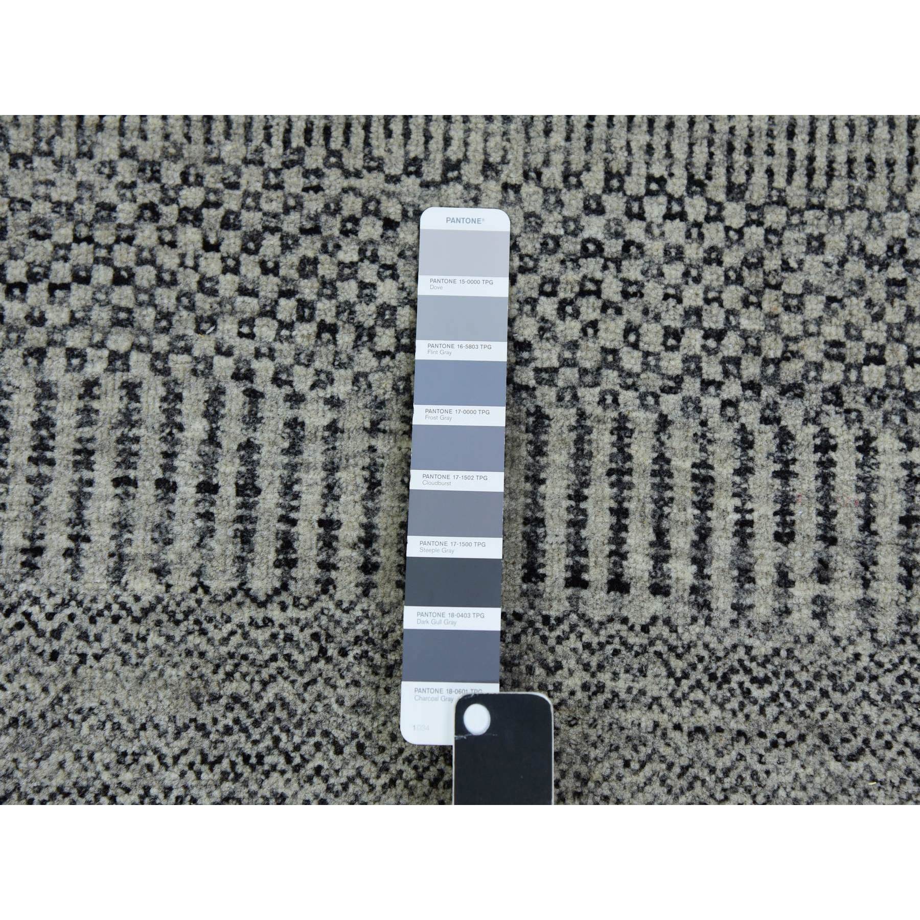 2'7"x22'1" Stone Eagle Gray, Modern Tone on Tone Grass Organic Undyed Wool Design, Hand Knotted, XL Runner Oriental Rug HR79702 - Image 4