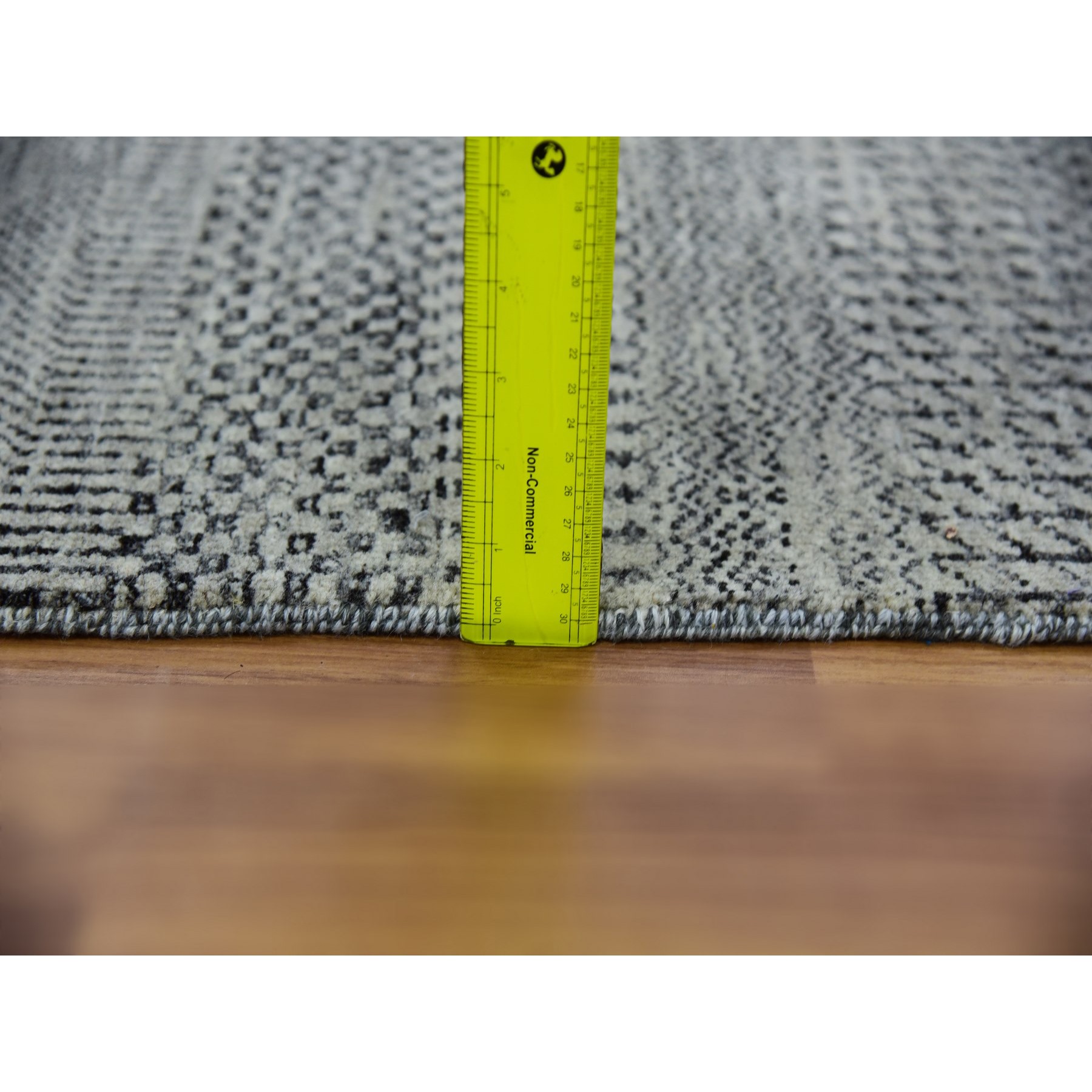 2'7"x22'1" Stone Eagle Gray, Modern Tone on Tone Grass Organic Undyed Wool Design, Hand Knotted, XL Runner Oriental Rug HR79702 - Image 6