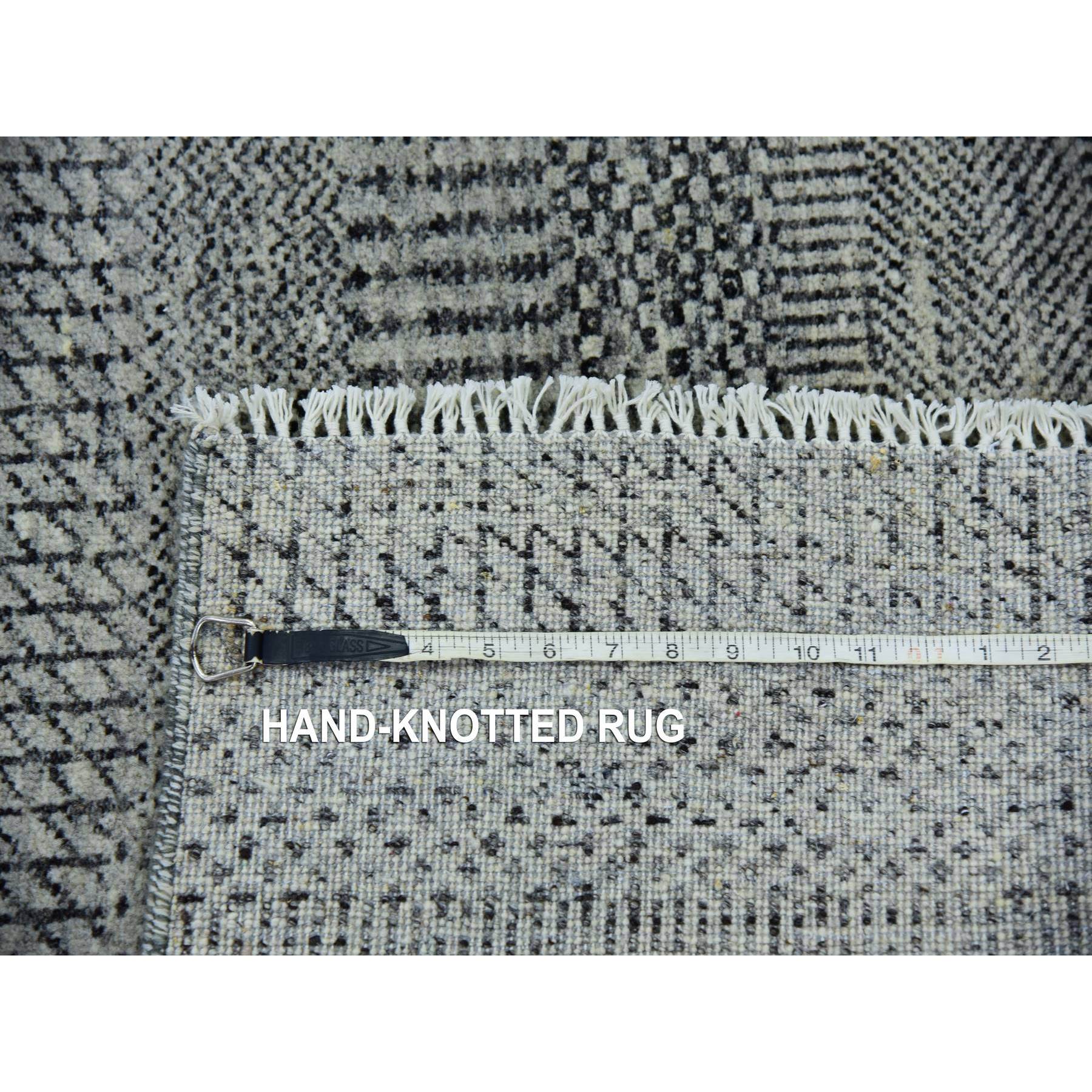 2'7"x22'1" Stone Eagle Gray, Modern Tone on Tone Grass Organic Undyed Wool Design, Hand Knotted, XL Runner Oriental Rug HR79702 - Image 7