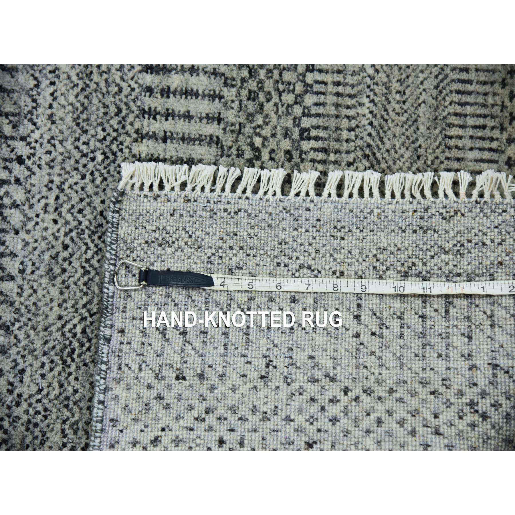 2'8"x20' Owl Gray, Hand Knotted, Tone on Tone, Modern Grass Design, XL Runner 100% Undyed Wool Oriental Rug HR79703 - Image 7