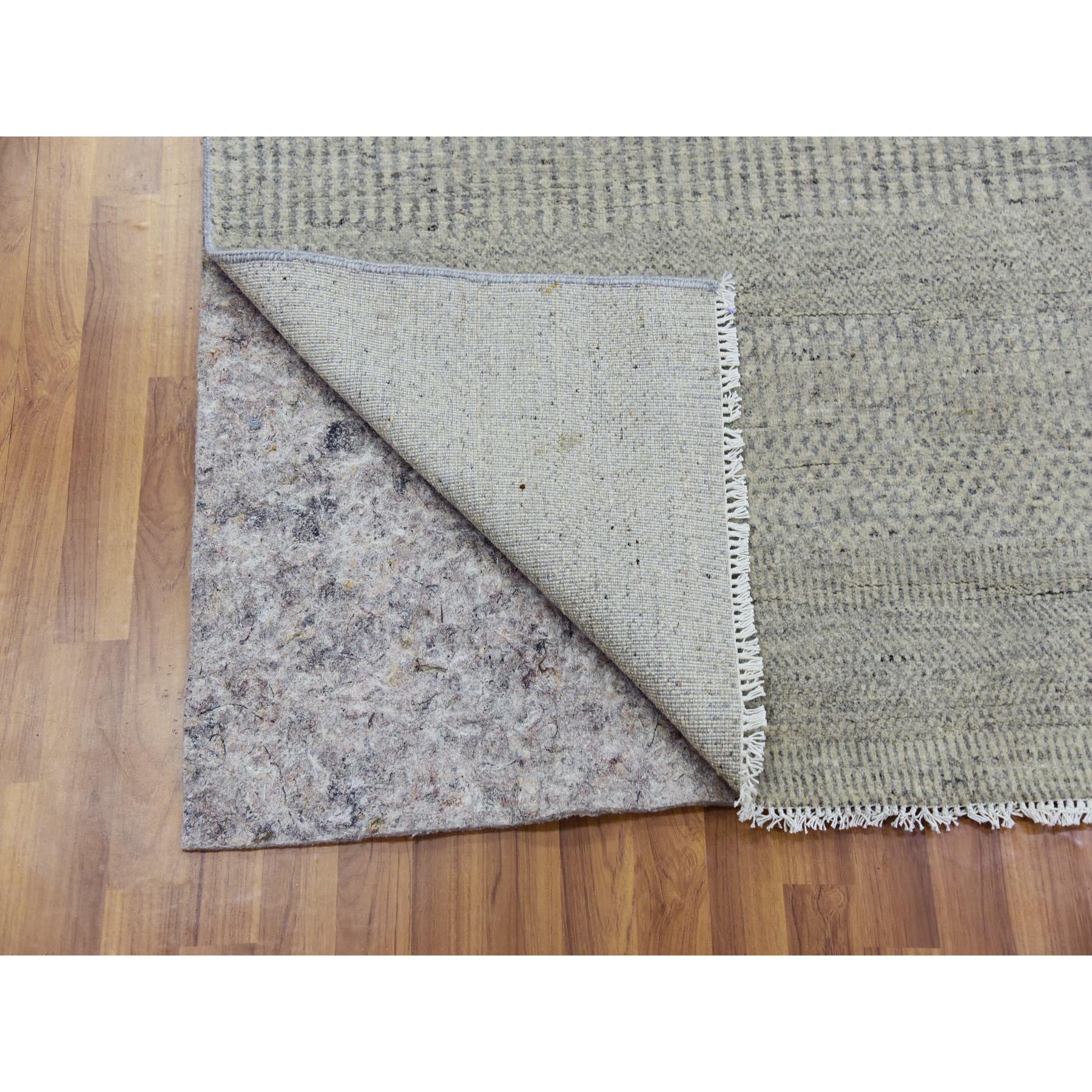 6'x6' Goose and Cadet Gray, 100% Undyed Wool Hand Knotted, Tone on Tone, Modern Grass Design, Square Oriental Rug HR79715 - Image 3