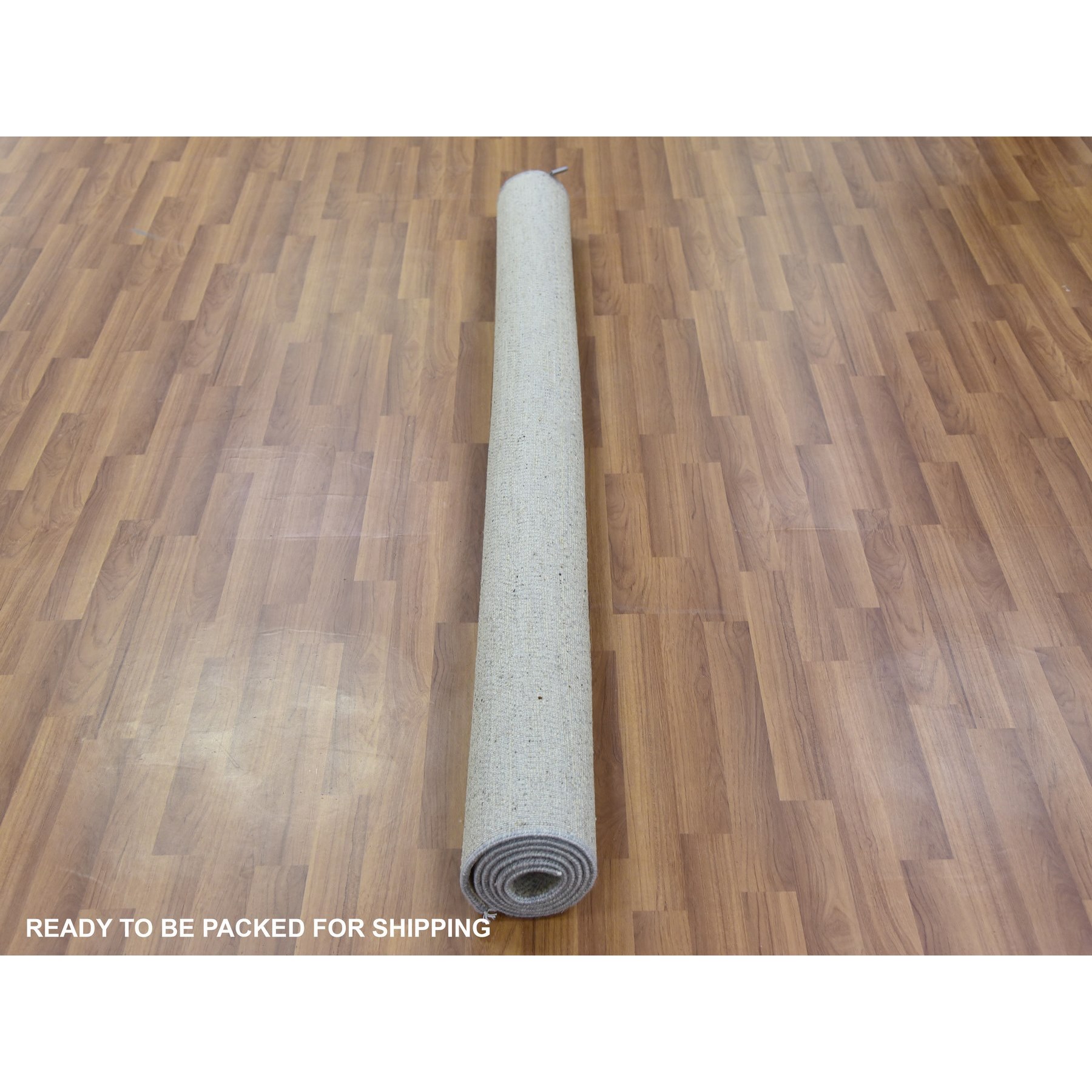 6'x6' Goose and Cadet Gray, 100% Undyed Wool Hand Knotted, Tone on Tone, Modern Grass Design, Square Oriental Rug HR79715 - Image 5