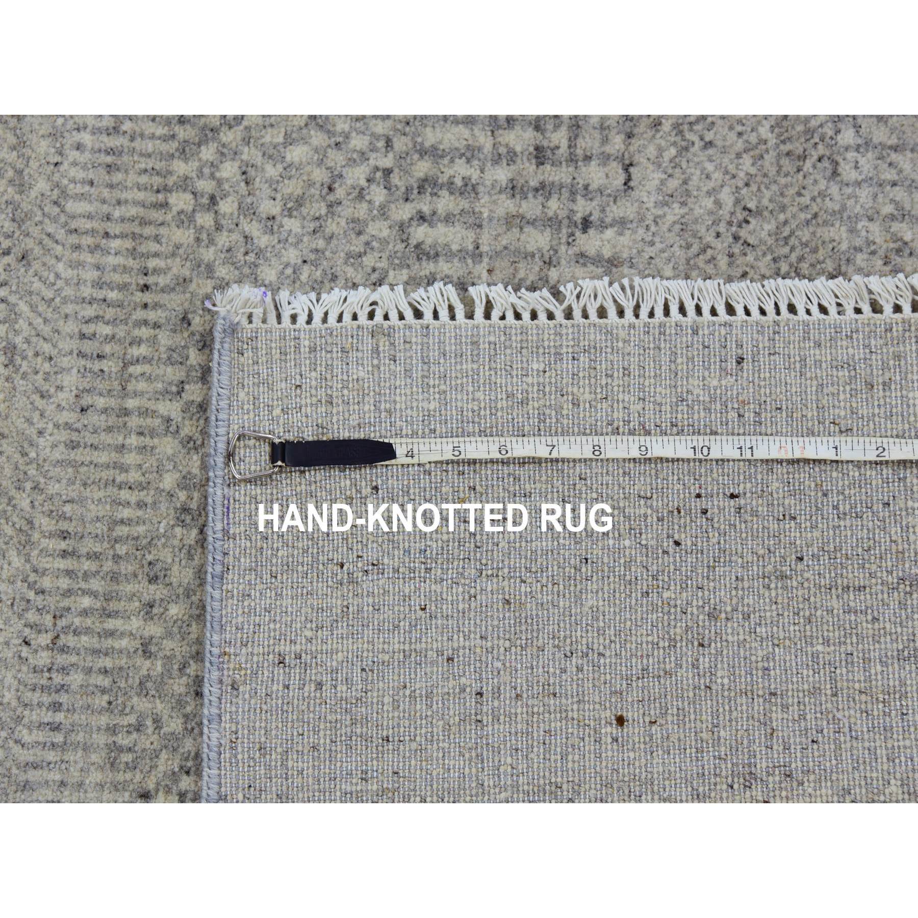 6'x6' Goose and Cadet Gray, 100% Undyed Wool Hand Knotted, Tone on Tone, Modern Grass Design, Square Oriental Rug HR79715 - Image 7