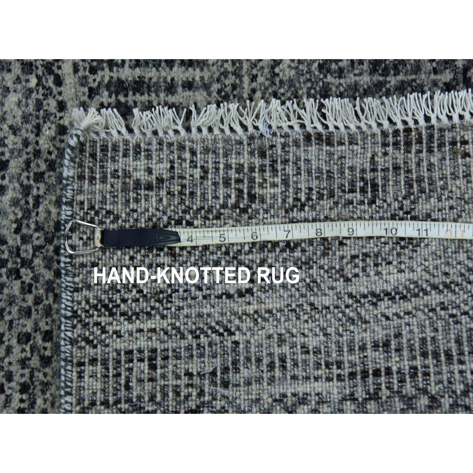 2'5"x32'3" Oyster Mushroom Gray, Hand Knotted, Undyed 100% Wool, Modern Grass Design, Tone on Tone, Oriental XL Runner Rug HR79736 - Image 7