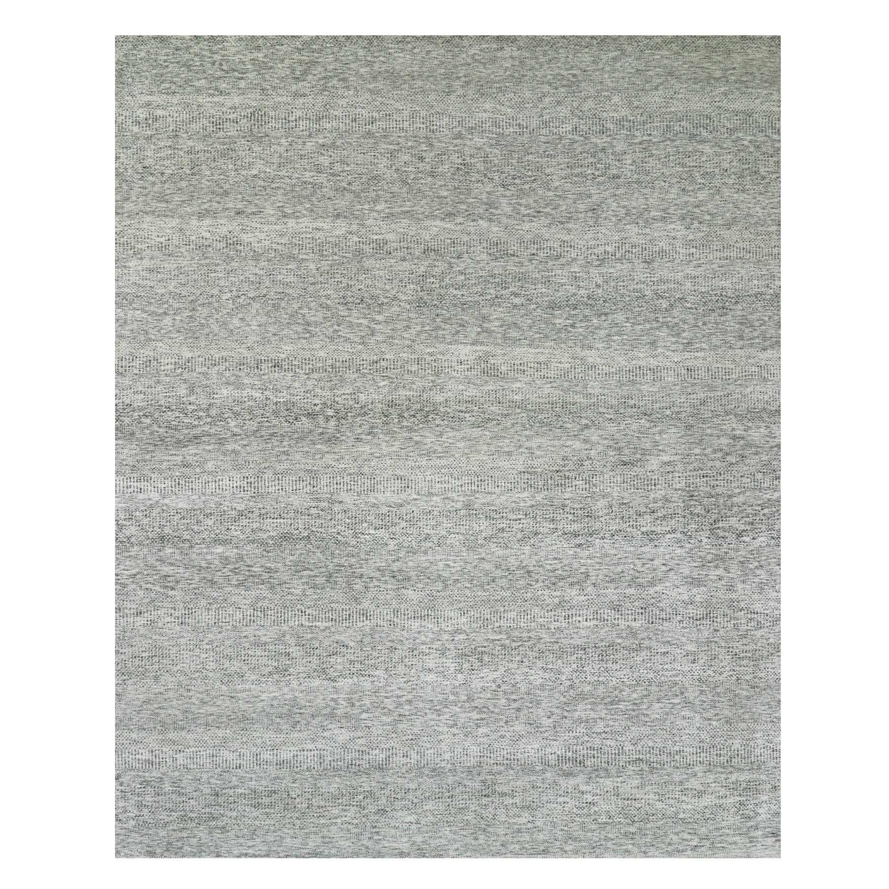 12'2"x15'4" Gentle Gray, Hand Knotted Tone on Tone, Modern Grass Design, Soft Natural Undyed Wool, Oversized Oriental Rug HR79737