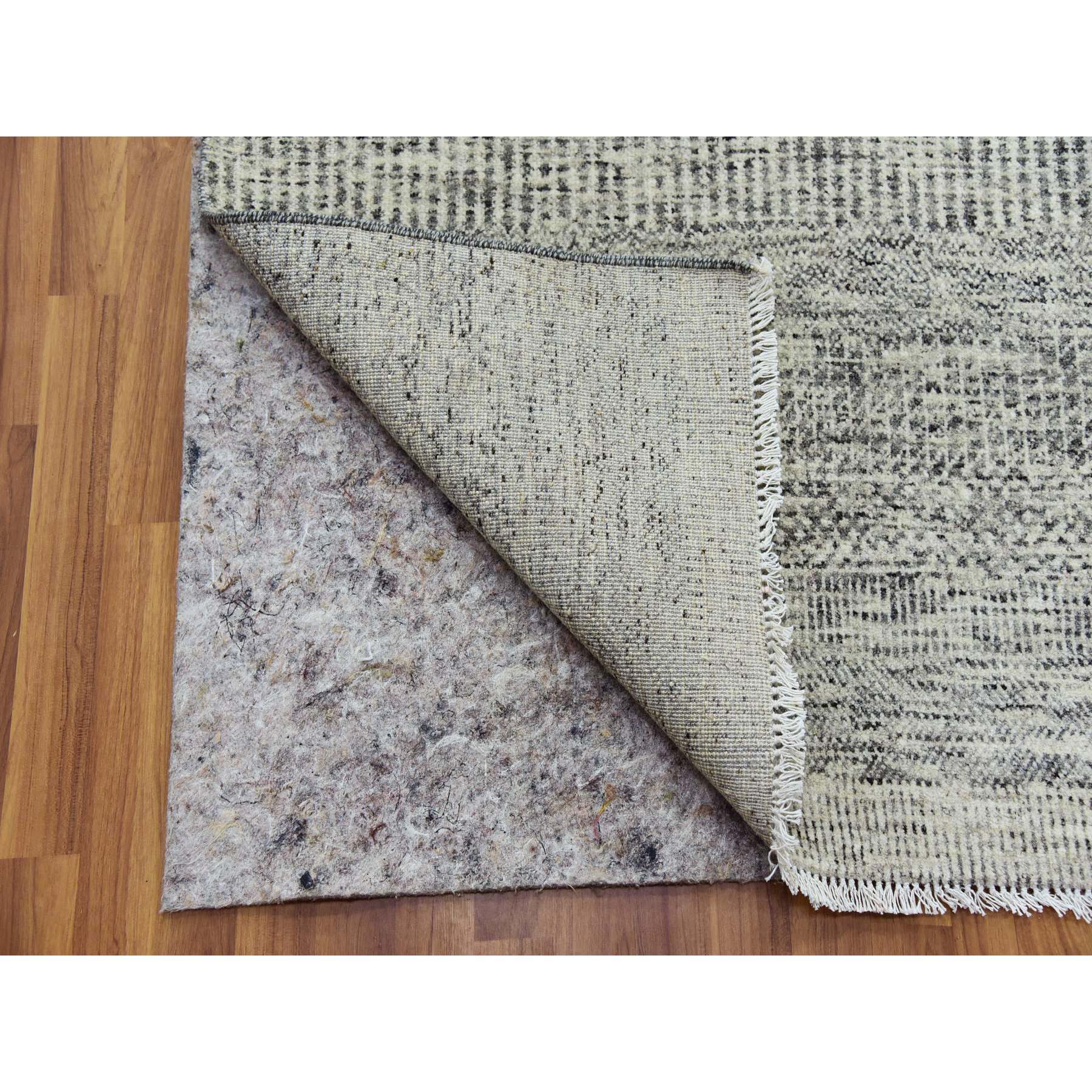 12'2"x15'4" Gentle Gray, Hand Knotted Tone on Tone, Modern Grass Design, Soft Natural Undyed Wool, Oversized Oriental Rug HR79737 - Image 5