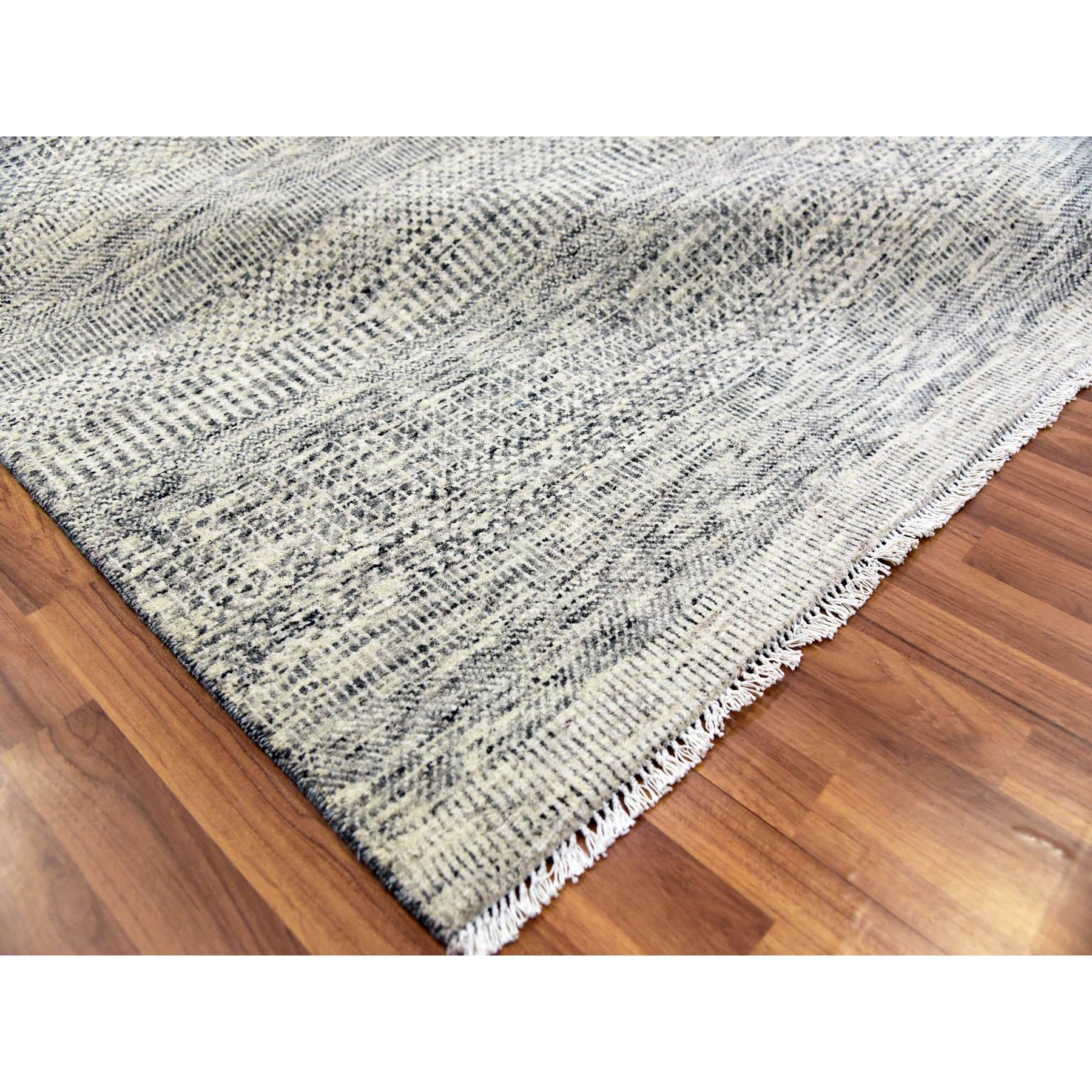 12'2"x15'4" Gentle Gray, Hand Knotted Tone on Tone, Modern Grass Design, Soft Natural Undyed Wool, Oversized Oriental Rug HR79737 - Image 7