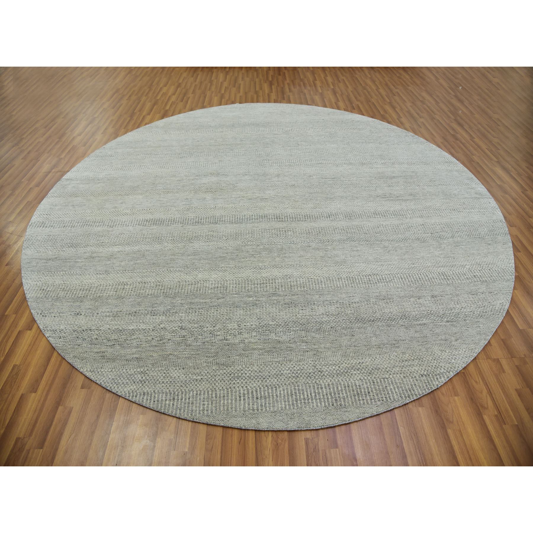 11'x11' Rustic Gray, Modern Grass Organic Undyed Wool Design, Round Hand Knotted, Tone on Tone, Round Oriental Rug HR79754 - Image 2