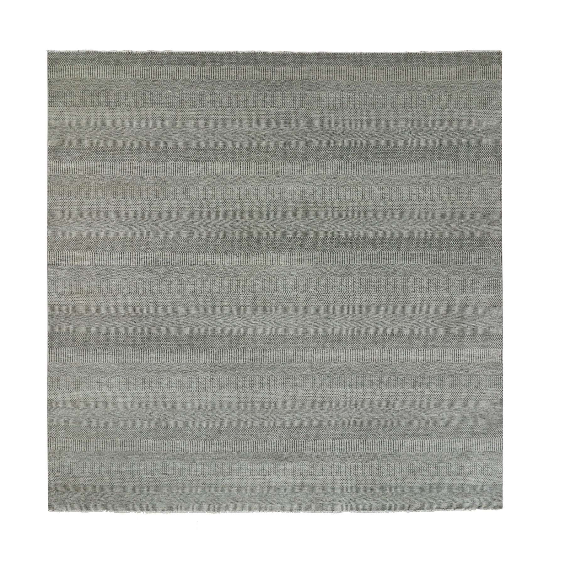 12'x12' Best Gray, Tone On Tone, Modern Organic Undyed Wool Hand Knotted Grass Design, Square Oriental Rug HR79755