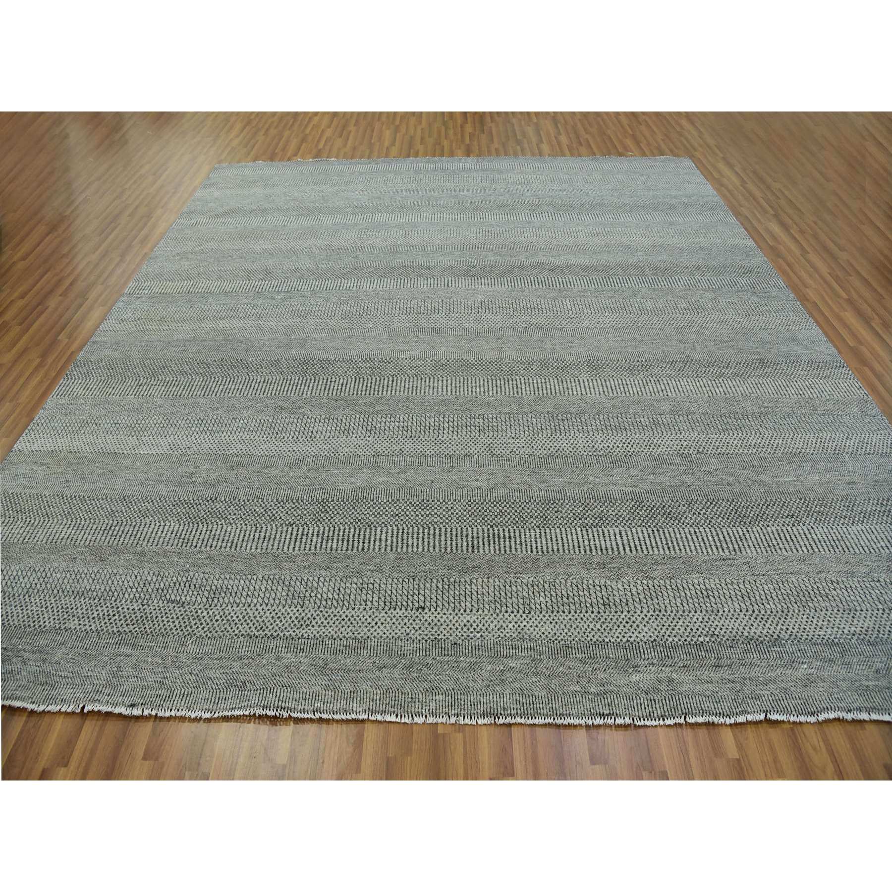 12'x12' Best Gray, Tone On Tone, Modern Organic Undyed Wool Hand Knotted Grass Design, Square Oriental Rug HR79755 - Image 2