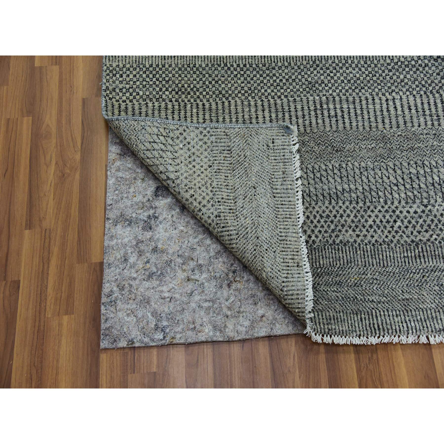 12'x12' Best Gray, Tone On Tone, Modern Organic Undyed Wool Hand Knotted Grass Design, Square Oriental Rug HR79755 - Image 4