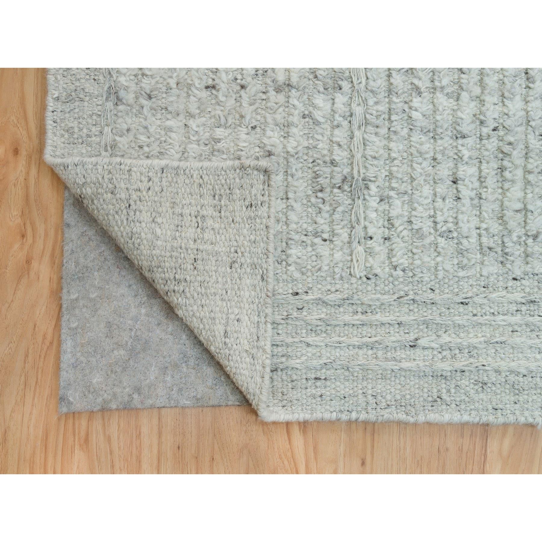 12'x14'10" Platinum Gray, Plain and Simple 100% Wool Hand Woven, Cord Collection, Flat Weave with High and Low Pile, Oversized Oriental Rug HR90120 - Image 5