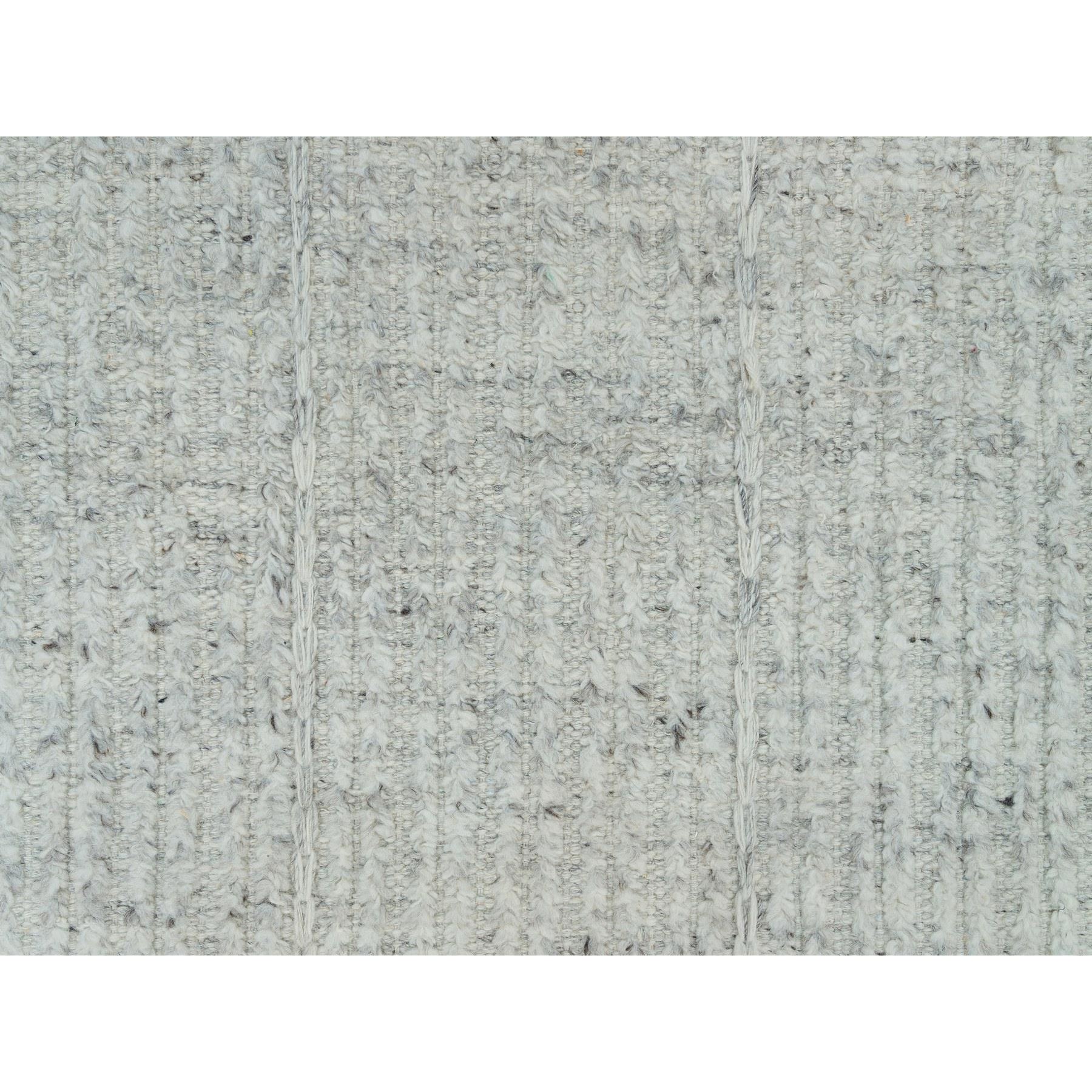 12'x14'10" Platinum Gray, Plain and Simple 100% Wool Hand Woven, Cord Collection, Flat Weave with High and Low Pile, Oversized Oriental Rug HR90120 - Image 9