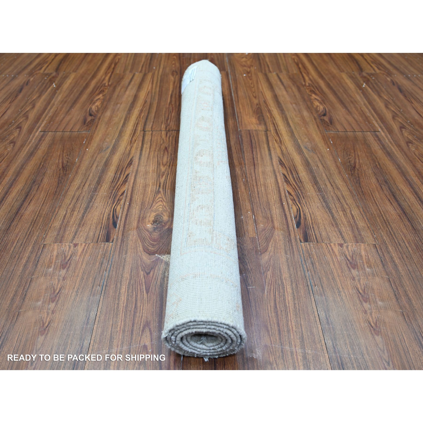3'1"x5' Pearl White, Hand Knotted, 100% Wool, Vegetable Dyes, White Wash Peshawar with Faded Design, Oriental Rug HR74650 - Image 4