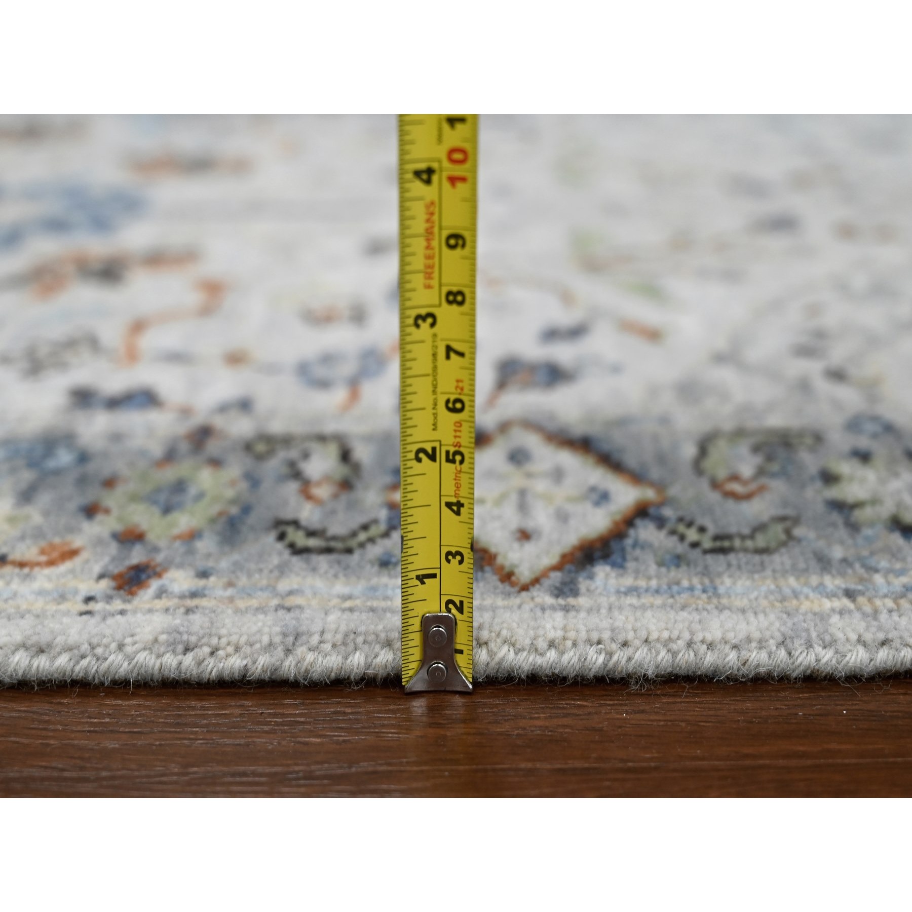 2'6"x19'9" Seraph With Whale Gray, Oushak with Floral Motifs, Denser Weave, 100% Wool XL Runner Hand Knotted Oriental Rug HR84792 - Image 7