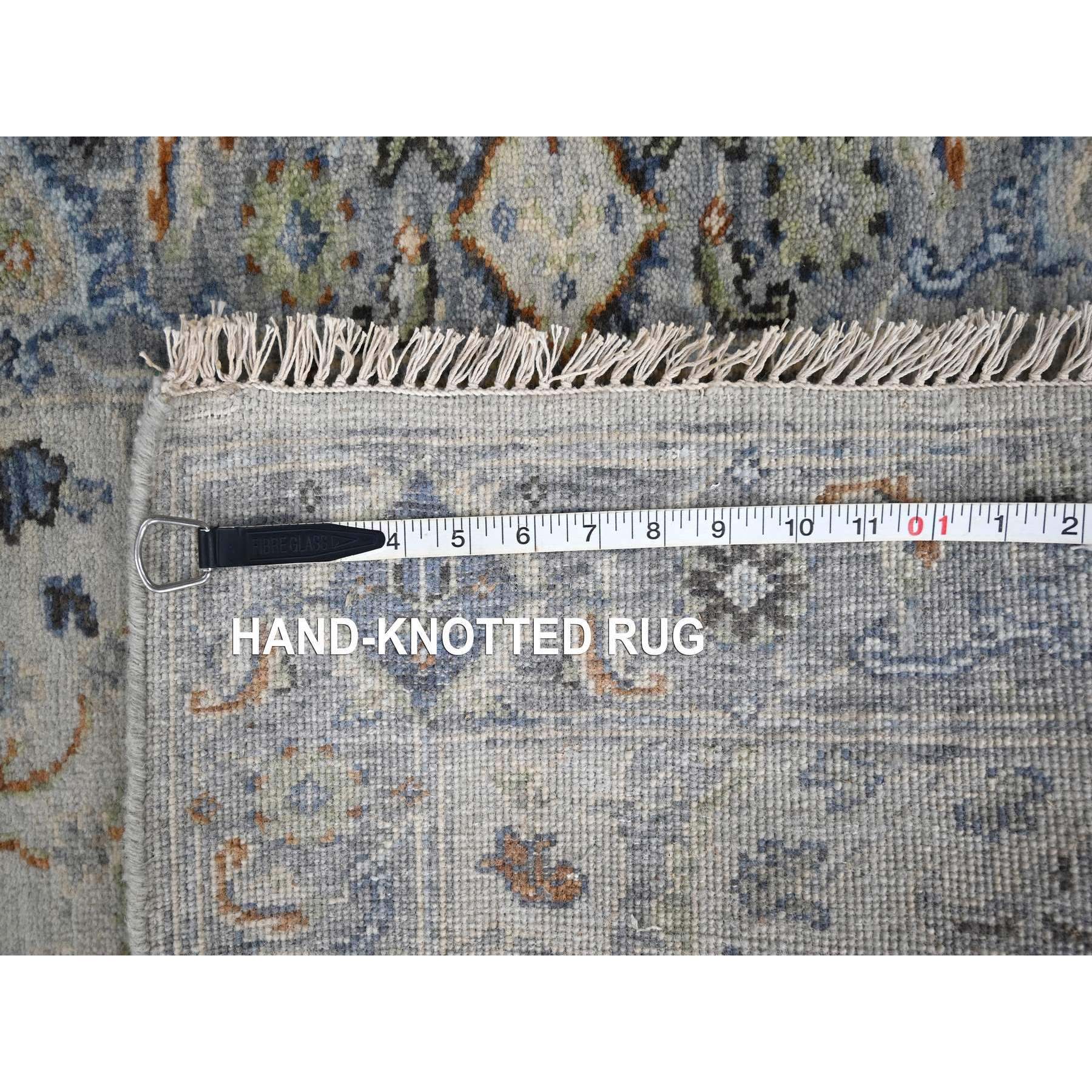 2'6"x19'9" Seraph With Whale Gray, Oushak with Floral Motifs, Denser Weave, 100% Wool XL Runner Hand Knotted Oriental Rug HR84792 - Image 8