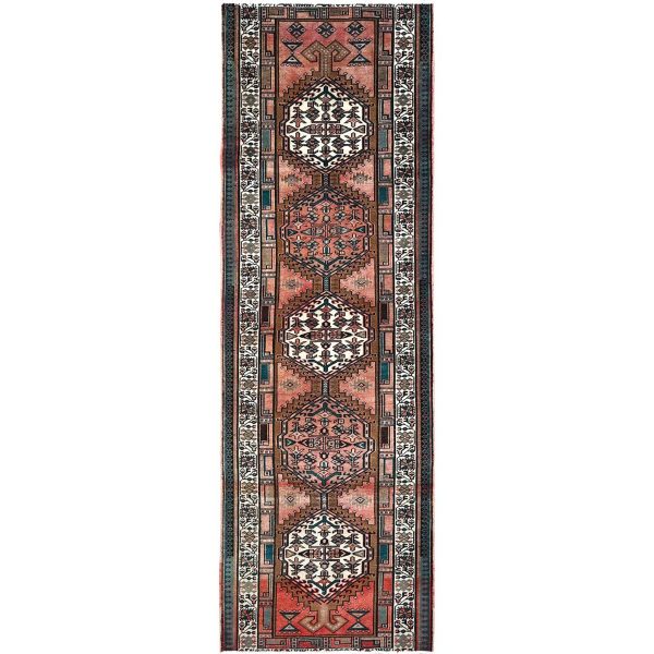 3'5"x10'2" Pastry Shell Brown, Evenly Worn Sheared Low Distressed, Semi Antique North West Persian, Hand Knotted, Organic Wool, Sides and Ends Professionally Secured, Cleaned, Wide and Long Runner, Oriental Rug HR85988