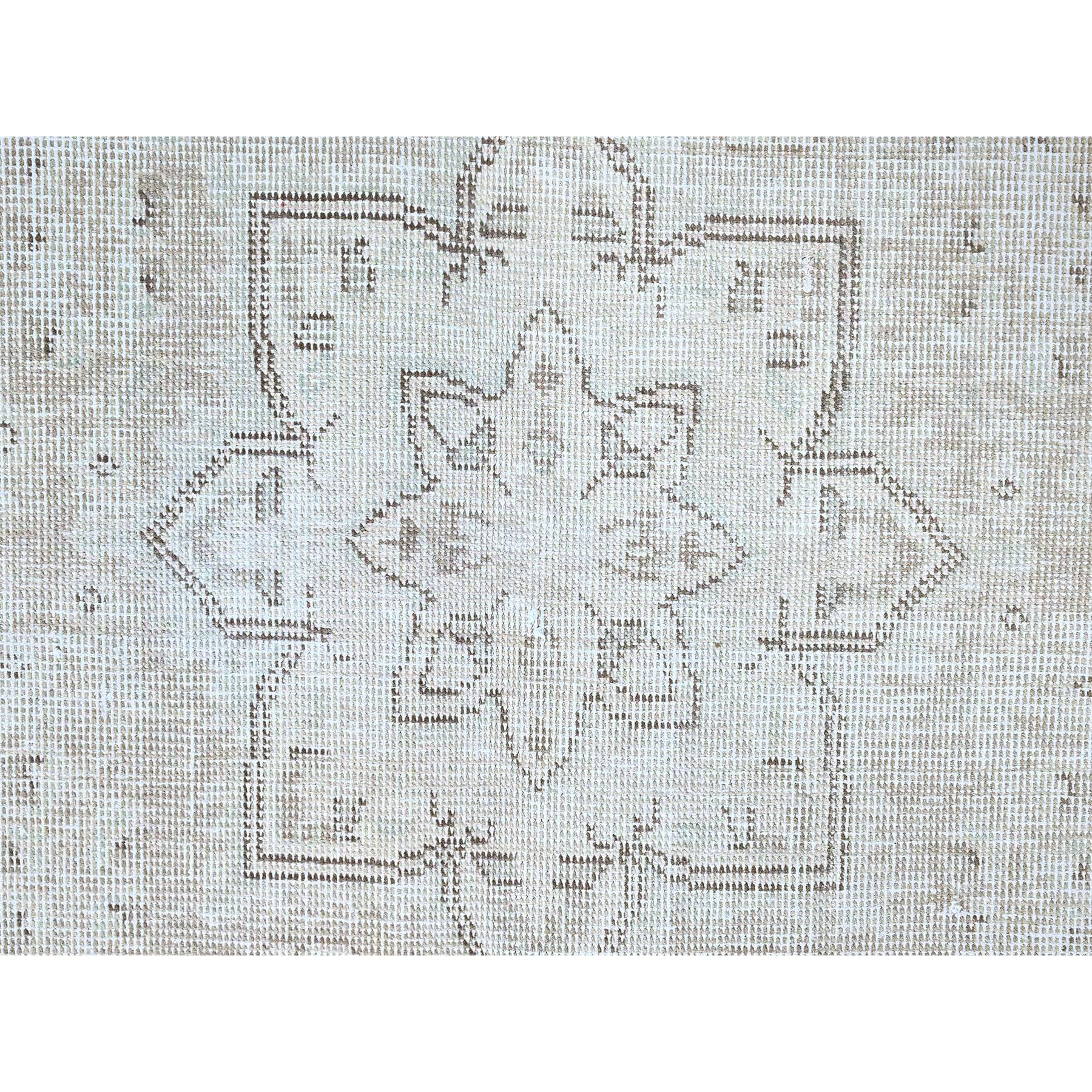 6'2"x8'8" Origami White, White Wash Vintage Persian Tabriz With Pink Highlights, Seared Low, Cropped Thin, Good Condition, Sides and Ends Professionally Secured, Cleaned, Hand Knotted Evenly Worn 100% Wool, Oriental Rug HR86097 - Image 9