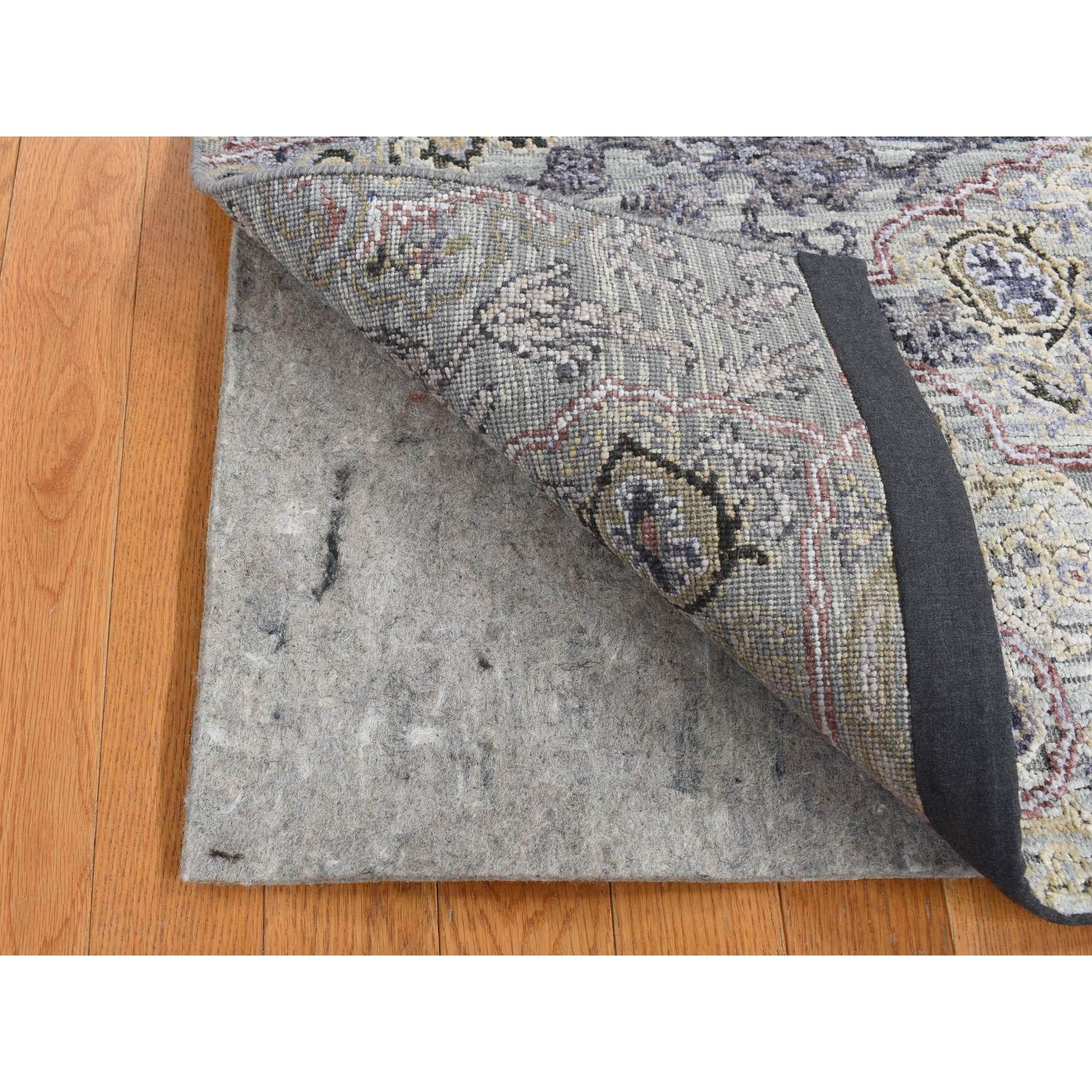 2'x3'1" Goose Gray, THE MAHARAJA, Pure Silk with Textured Wool, Hand Knotted, Oriental Rug HR87782 - Image 3