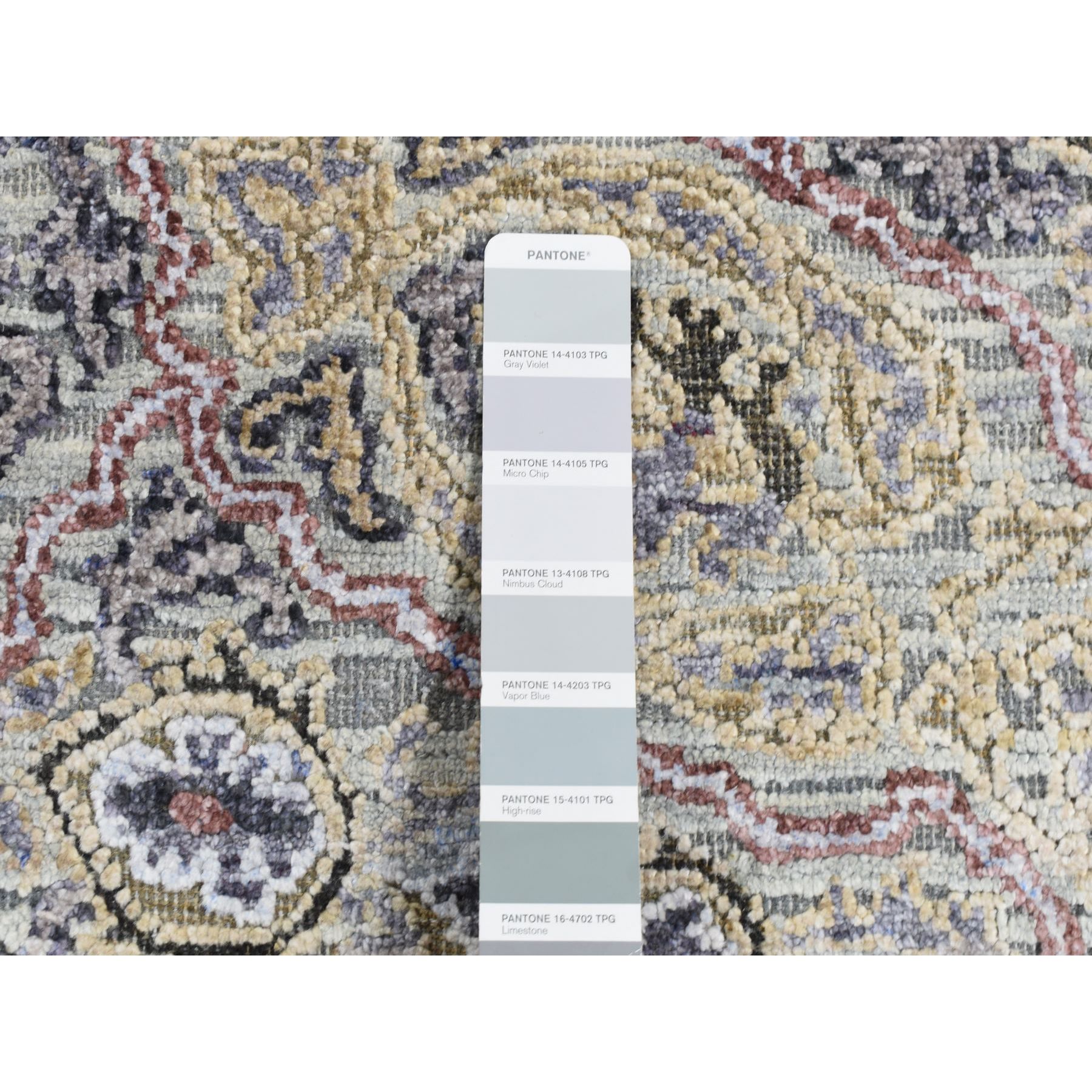 2'x3'1" Goose Gray, THE MAHARAJA, Pure Silk with Textured Wool, Hand Knotted, Oriental Rug HR87782 - Image 5