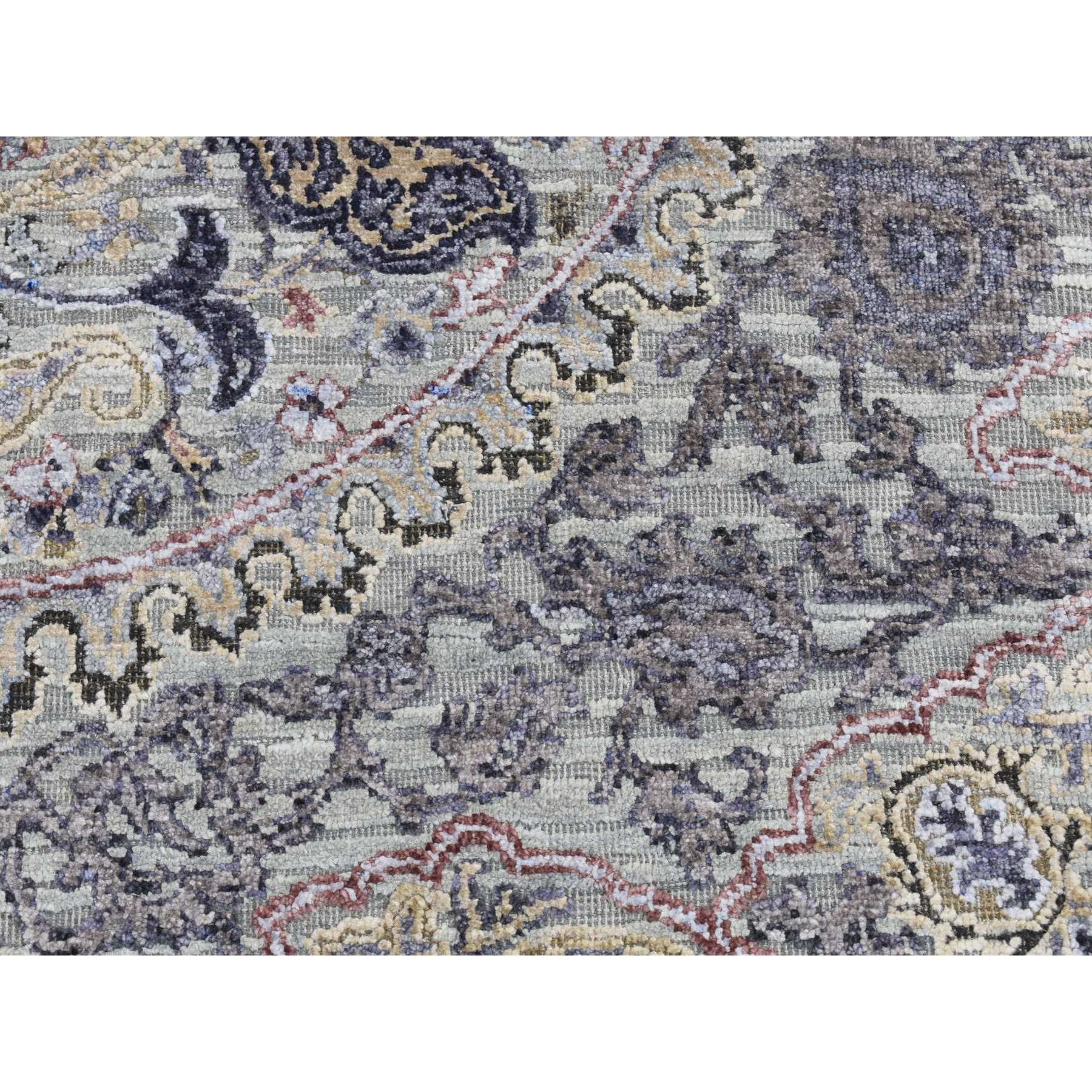 2'x3'1" Goose Gray, THE MAHARAJA, Pure Silk with Textured Wool, Hand Knotted, Oriental Rug HR87782 - Image 6