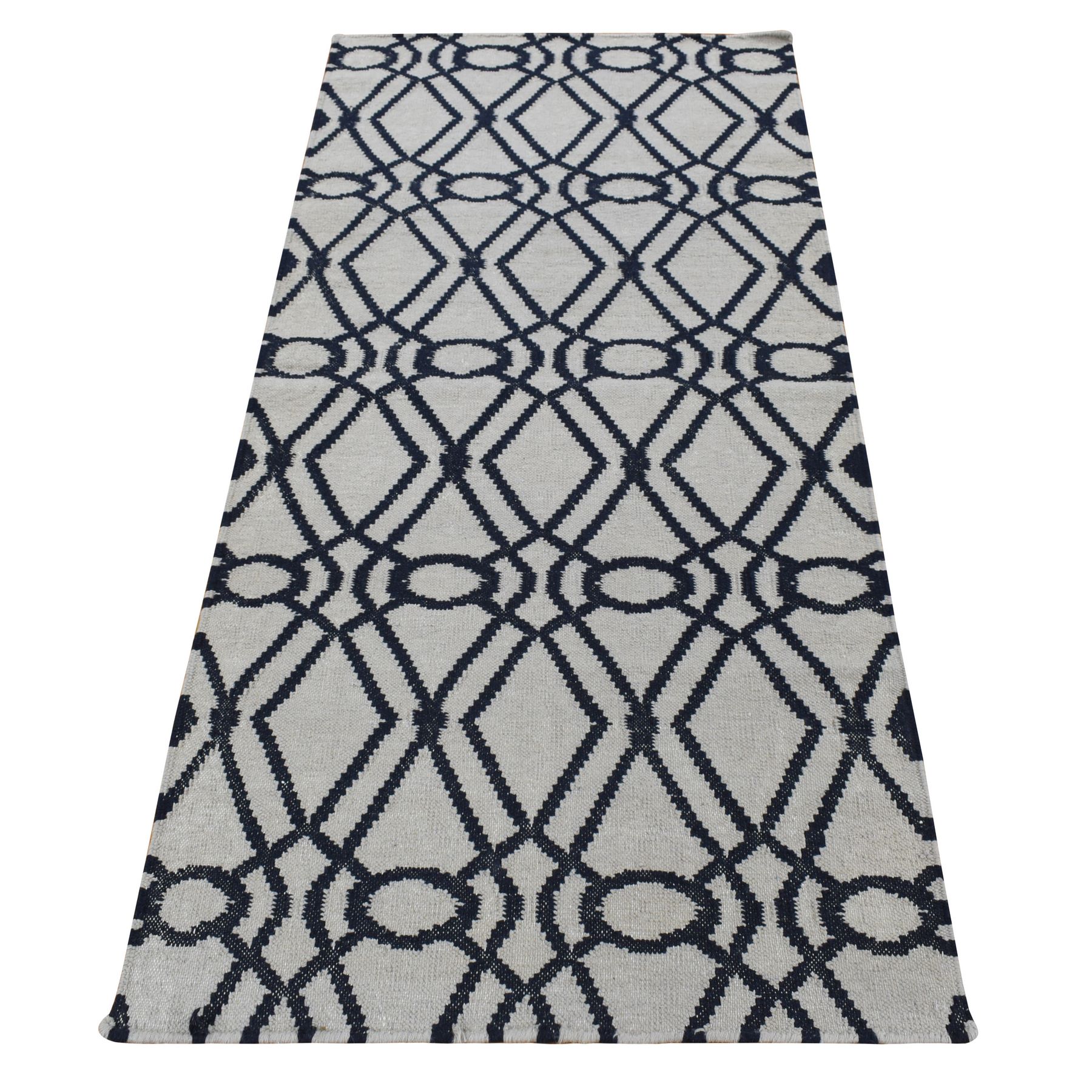 2'9''x6' Goose Gray, Wool, Flat Weave, Hand Woven, Durie Kilim, Reversible, Runner Oriental Rug HR87834