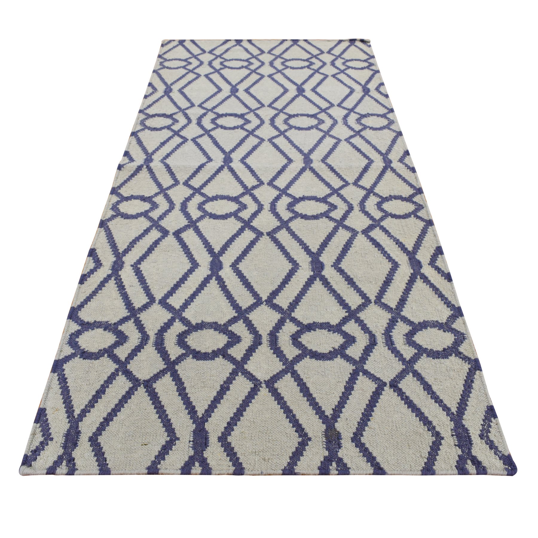 3'1"x5'2" Ice Blue, Durie Kilim Flat Weave, Hand Woven, Reversible, 100% Wool, Oriental Rug HR87841