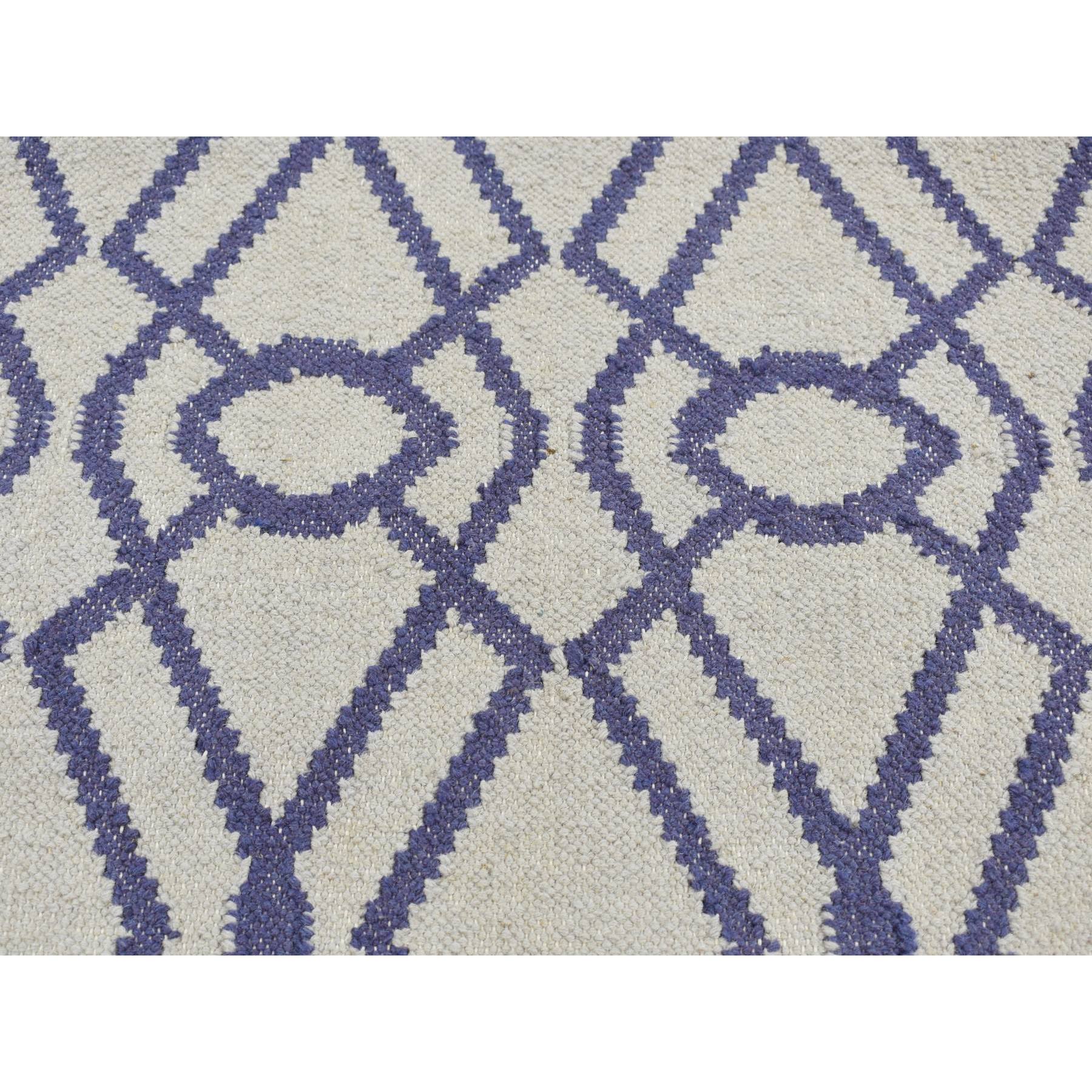 3'1"x5'2" Ice Blue, Durie Kilim Flat Weave, Hand Woven, Reversible, 100% Wool, Oriental Rug HR87841 - Image 6