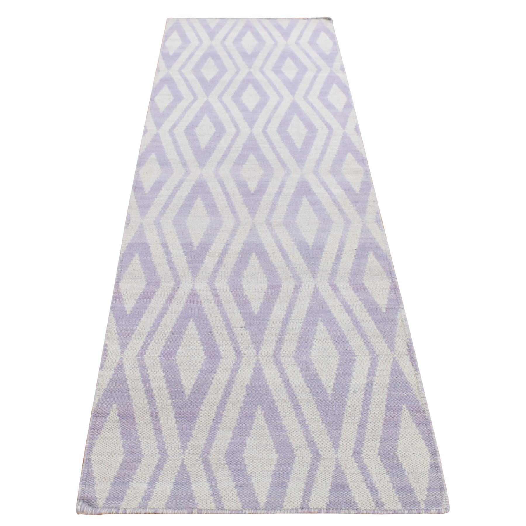 2'8"x8' Little Princess Purple, 100% Wool, Hand Woven, Flat Weave Reversible Kilim, Runner Oriental Rug HR87844