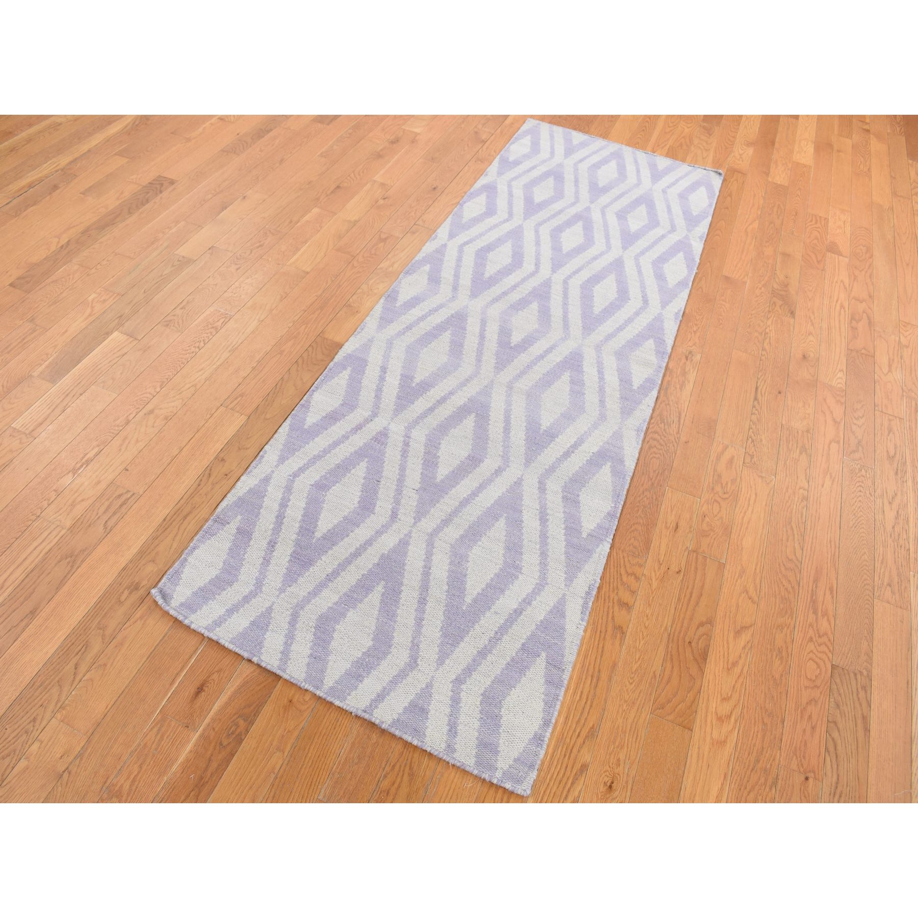 2'8"x8' Little Princess Purple, 100% Wool, Hand Woven, Flat Weave Reversible Kilim, Runner Oriental Rug HR87844 - Image 2