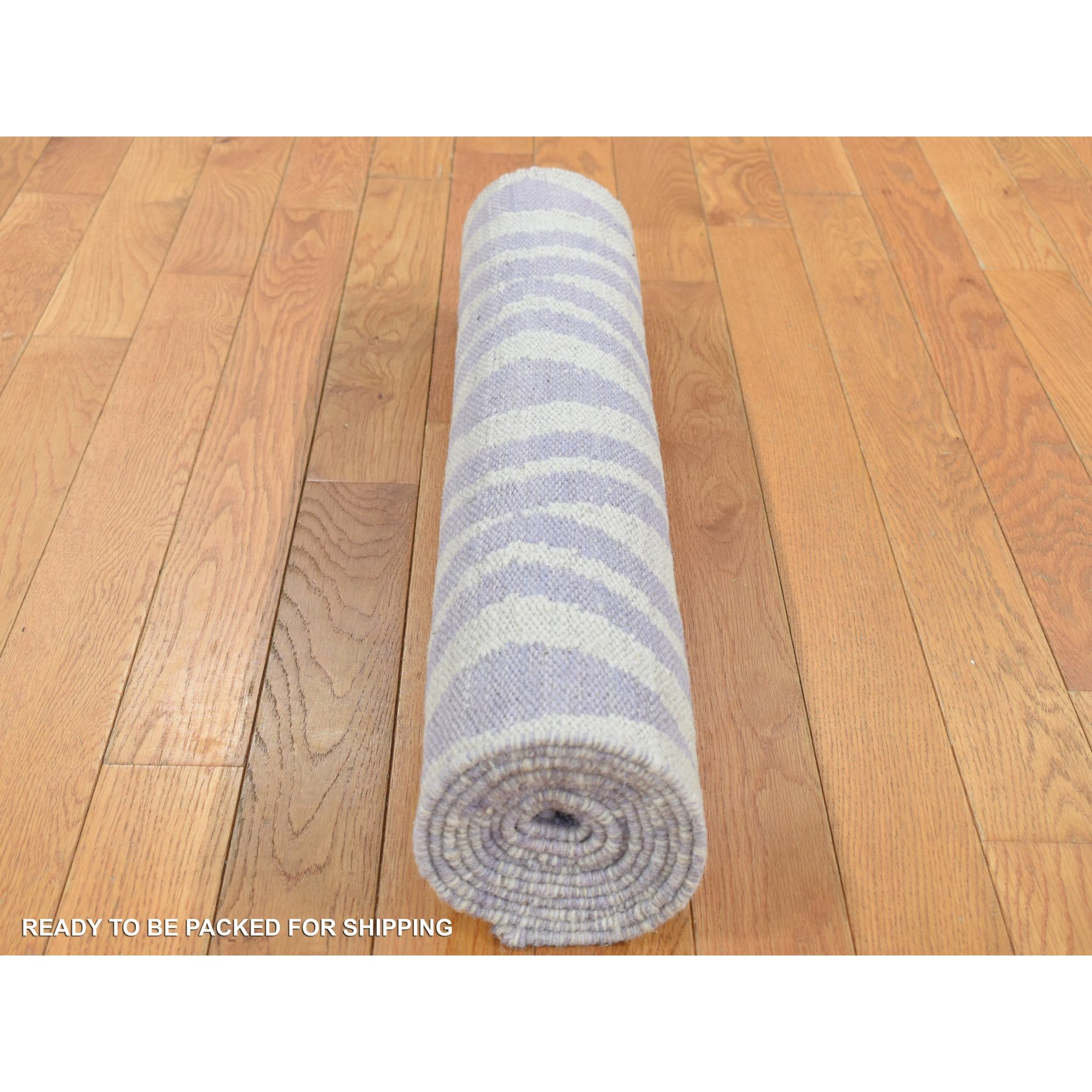 2'8"x8' Little Princess Purple, 100% Wool, Hand Woven, Flat Weave Reversible Kilim, Runner Oriental Rug HR87844 - Image 7