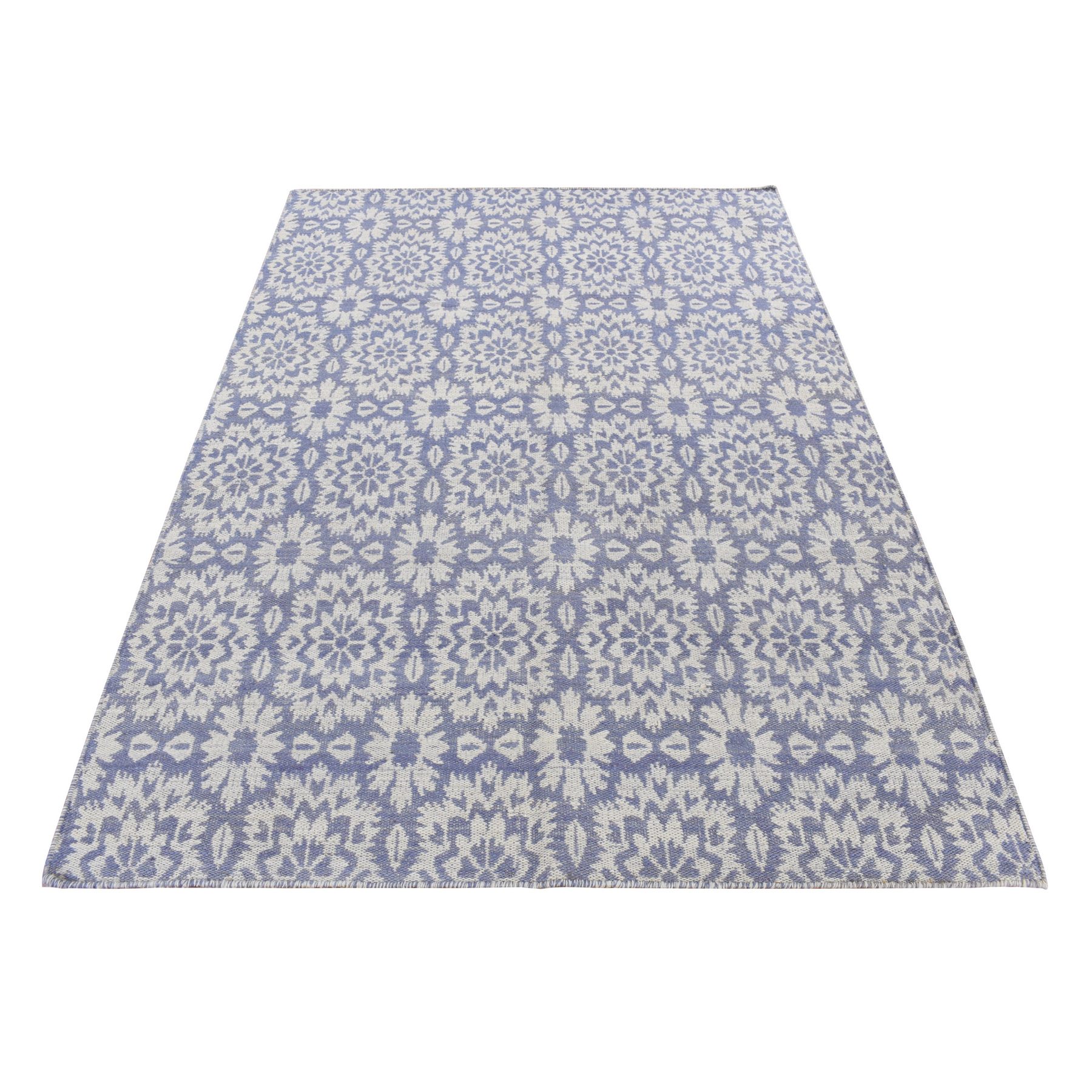 5'3"x7'5" Lavender Purple, 100% Wool, Hand Woven, Flat Weave Kilim, Reversible Oriental Rug HR87865