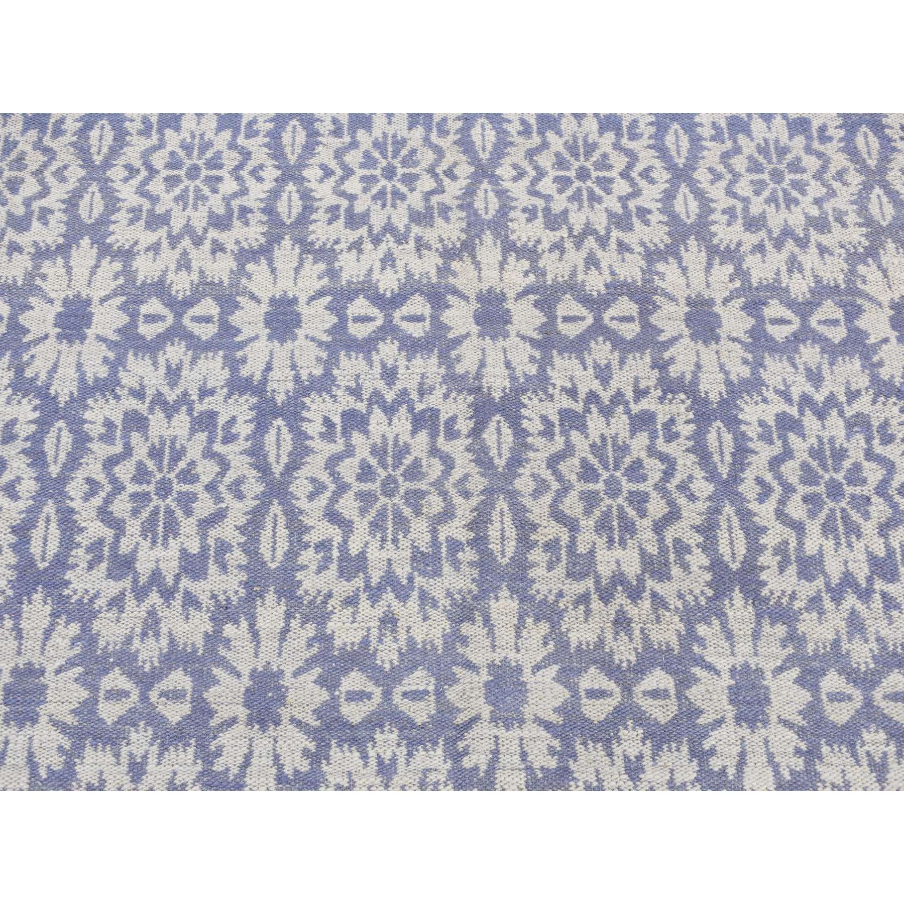 5'3"x7'5" Lavender Purple, 100% Wool, Hand Woven, Flat Weave Kilim, Reversible Oriental Rug HR87865 - Image 5