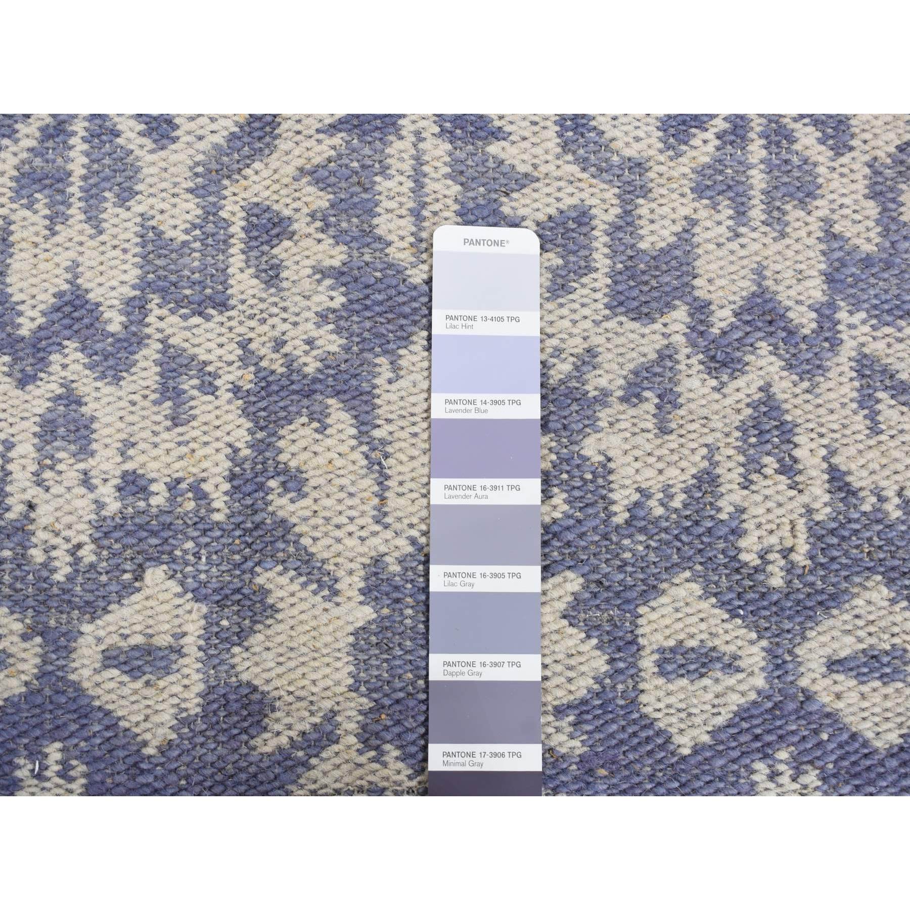 5'3"x7'5" Lavender Purple, 100% Wool, Hand Woven, Flat Weave Kilim, Reversible Oriental Rug HR87865 - Image 6
