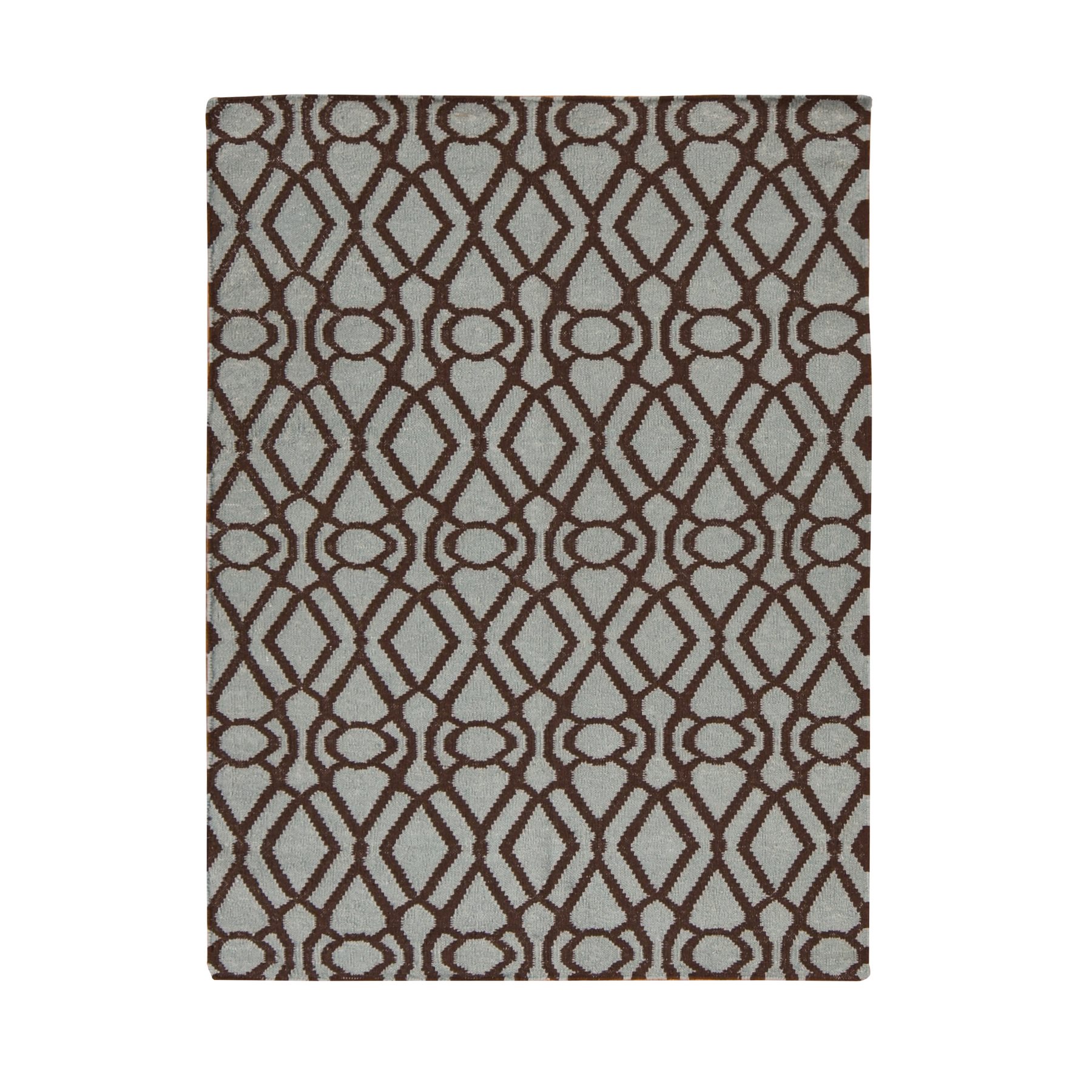 4'3"x5'10" Turquoise Green, 100% Wool, Hand Woven, Flat Weave Kilim, Geometric Design, Reversible Oriental Rug HR87901
