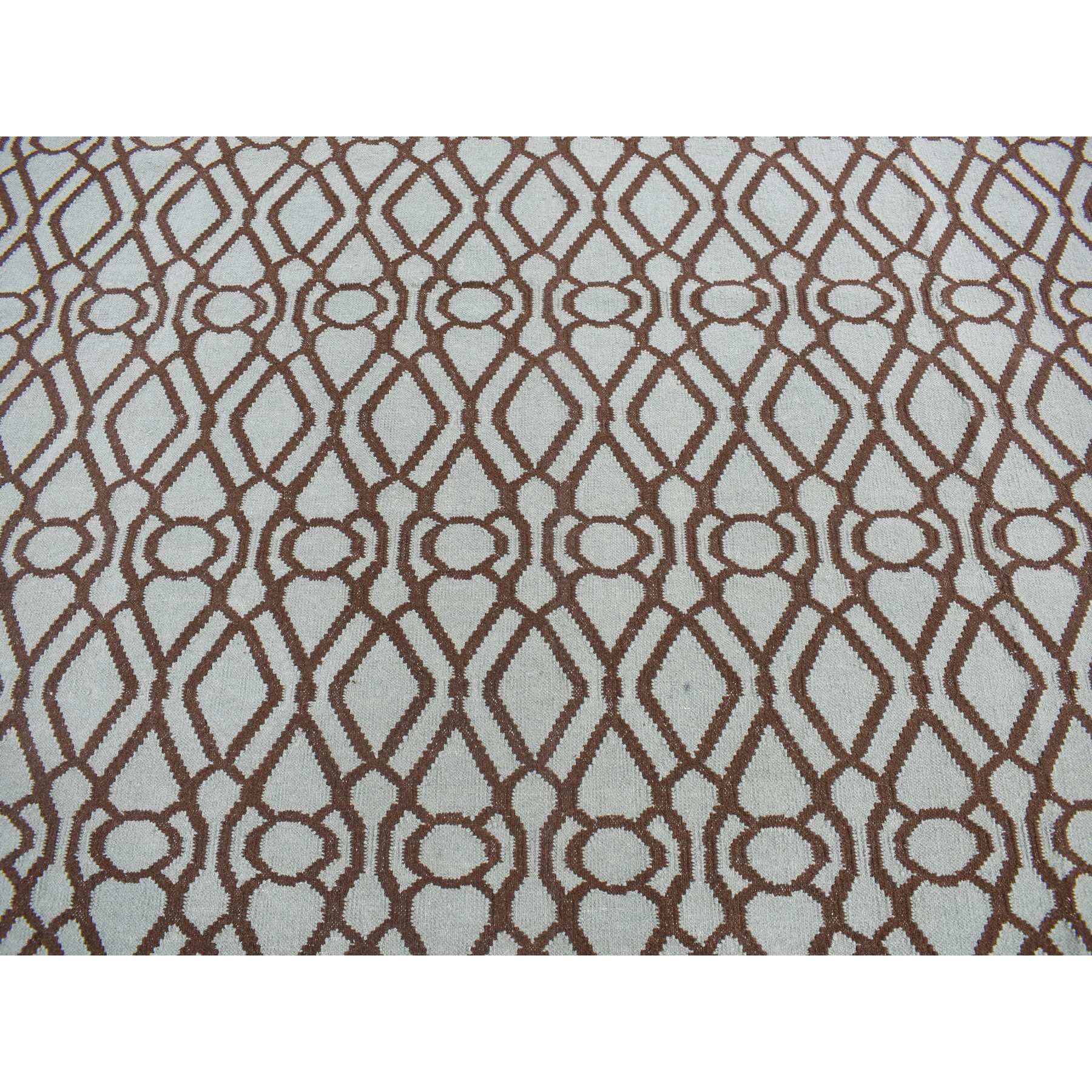 4'3"x5'10" Turquoise Green, 100% Wool, Hand Woven, Flat Weave Kilim, Geometric Design, Reversible Oriental Rug HR87901 - Image 8