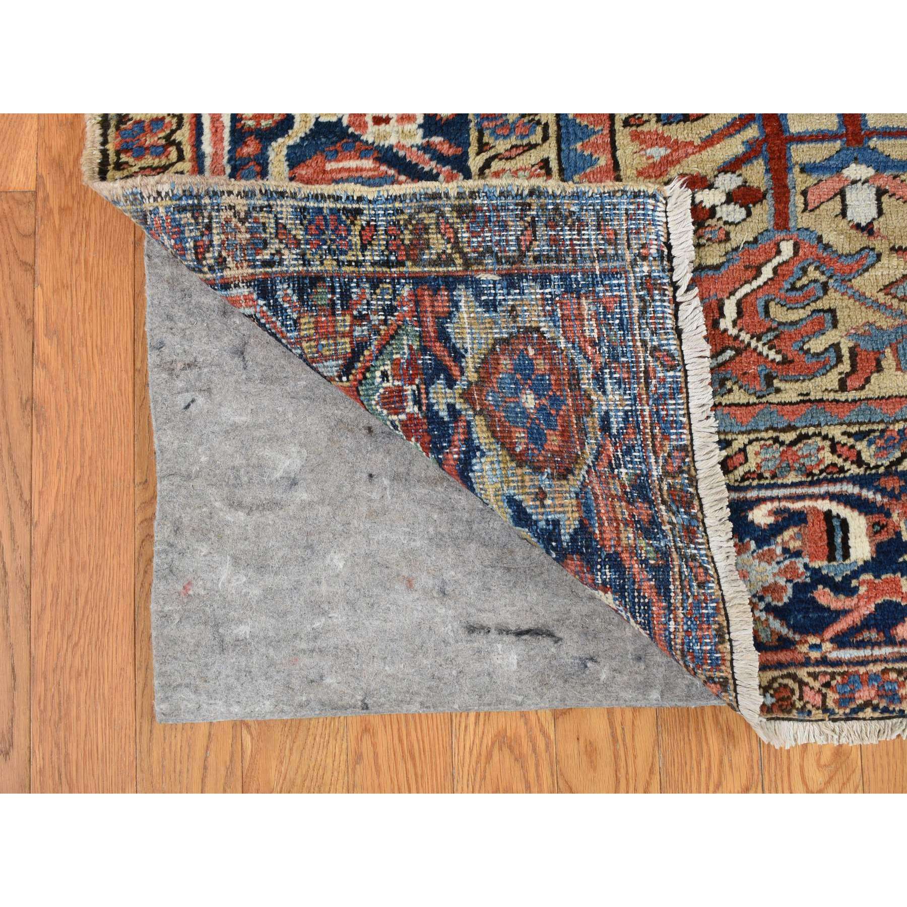 9'3"x12'4" Beige, Antique Persian Heriz with All Over Design, Pure Wool, Good Condition, Hand Knotted, Clean, Sides and Ends Professionally Secured, Oriental Rug HR87918 - Image 5