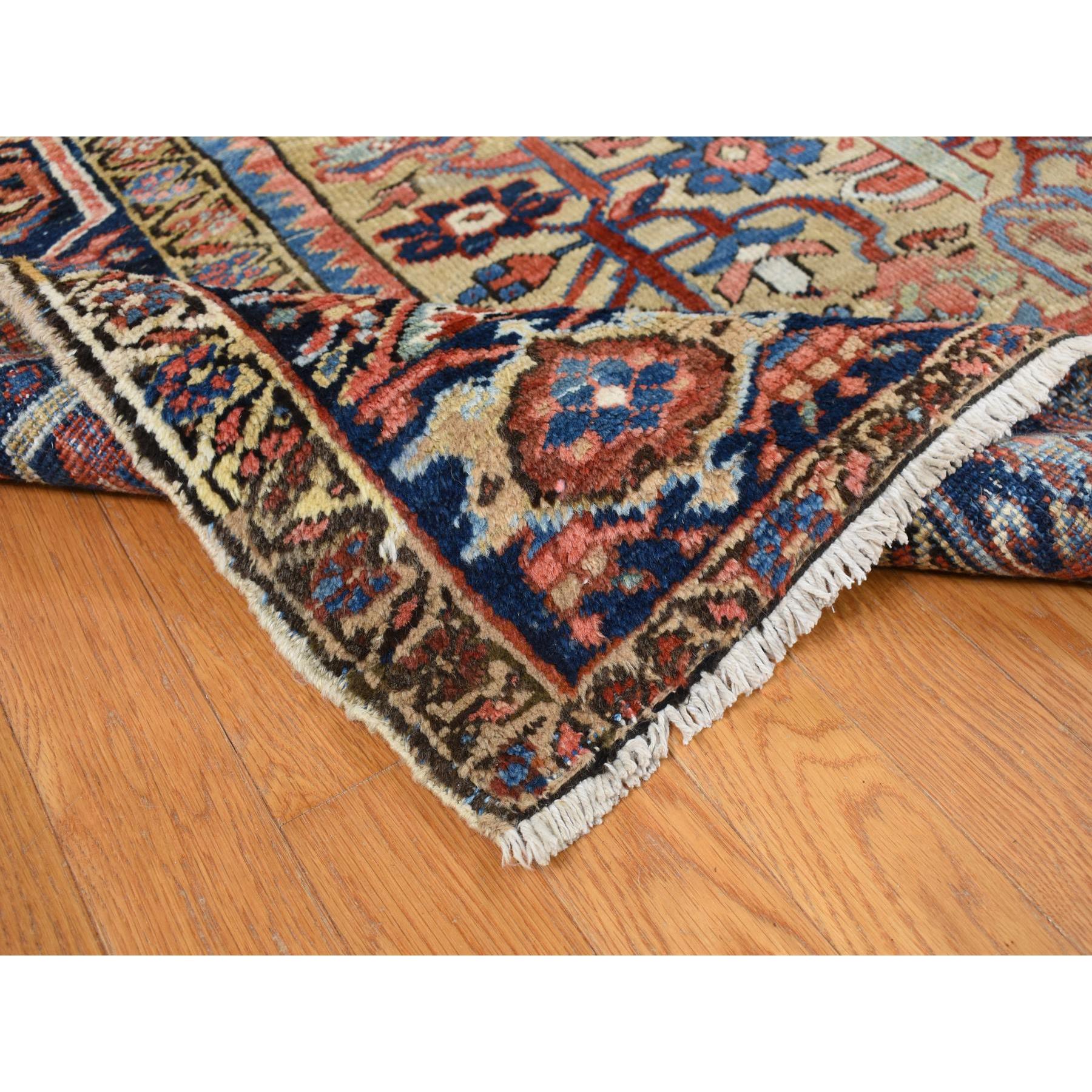 9'3"x12'4" Beige, Antique Persian Heriz with All Over Design, Pure Wool, Good Condition, Hand Knotted, Clean, Sides and Ends Professionally Secured, Oriental Rug HR87918 - Image 6