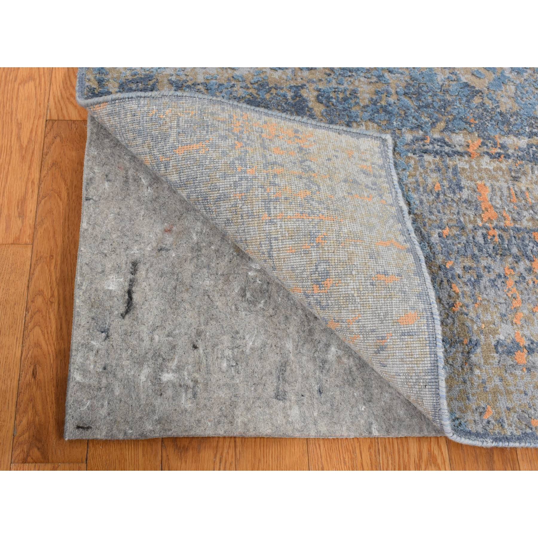 8'x10' Sky Blue, Silk with Textured Wool, Tone on Tone, Modern All Over Design, Hand Knotted, Oriental Rug HR87514 - Image 5