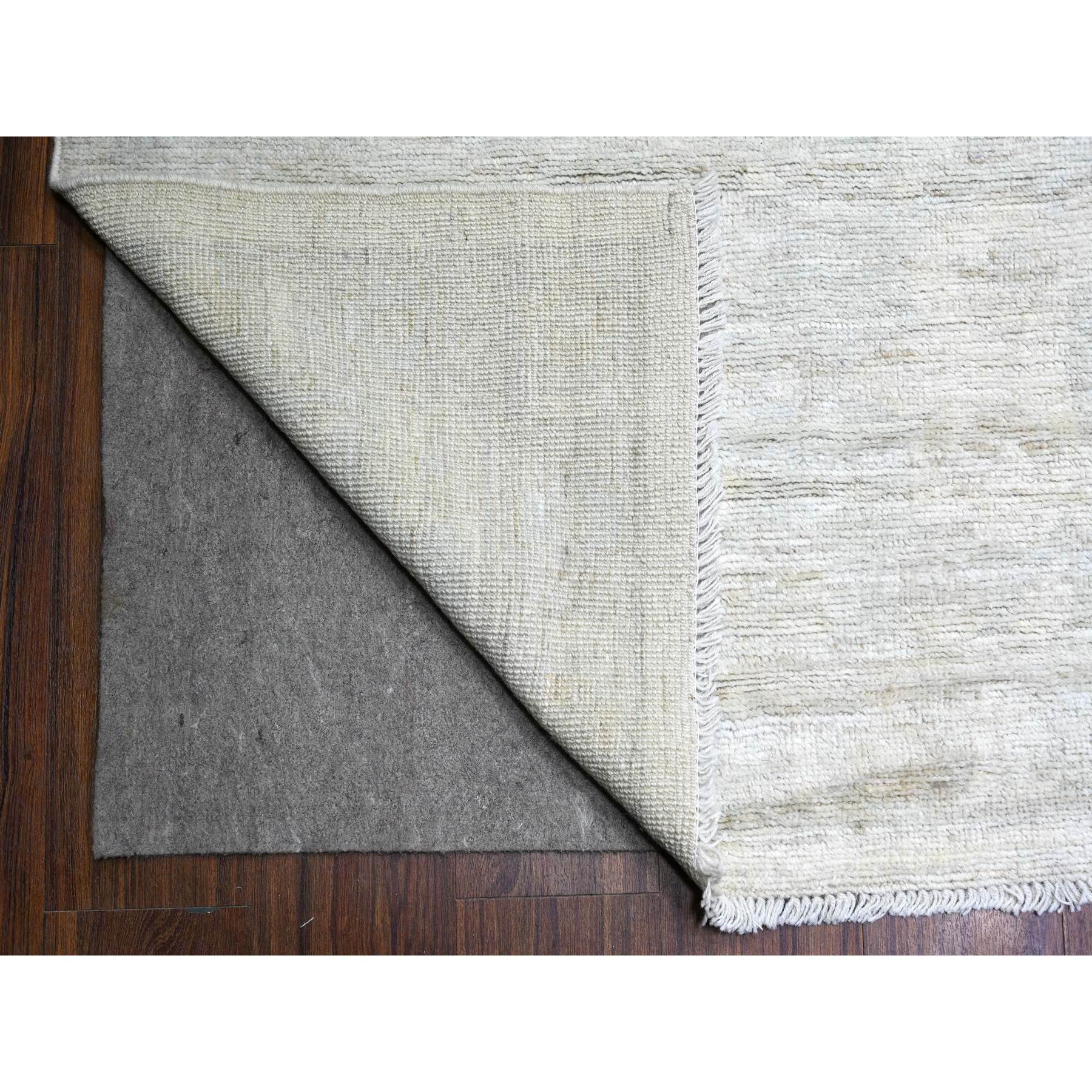 11'8"x15'2" Night White, Hand Knotted, Afghan Angora Oushak with Faded Out Colors, 100% Wool, Vegetable Dyes, Oriental Oversized Rug HR88027 - Image 5