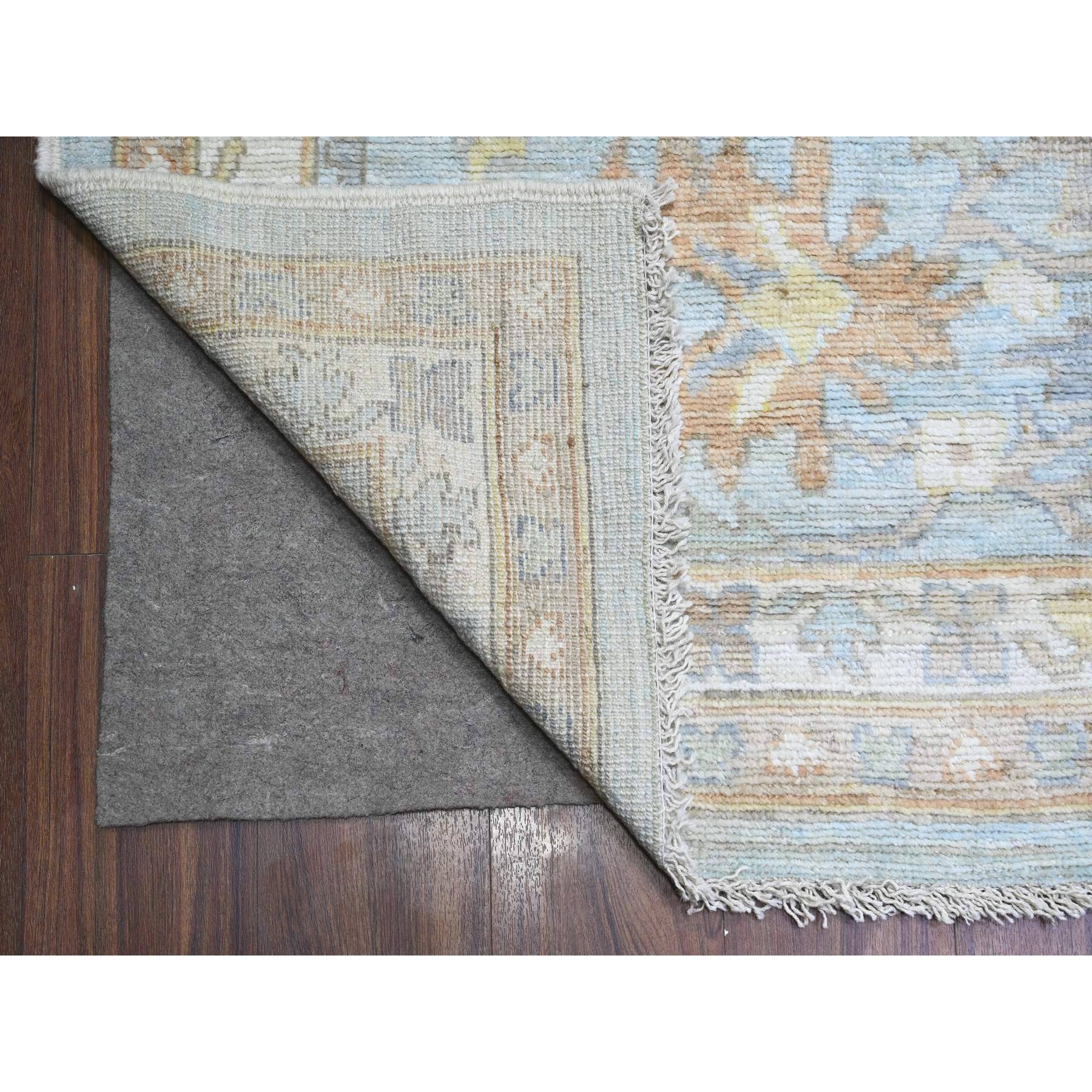 12'2"x17'2" Aero Blue, Hand Knotted, Afghan Angora Oushak with All Over Floral Pattern, Natural Dyes Organic Wool, Oriental Rug HR88068 - Image 4