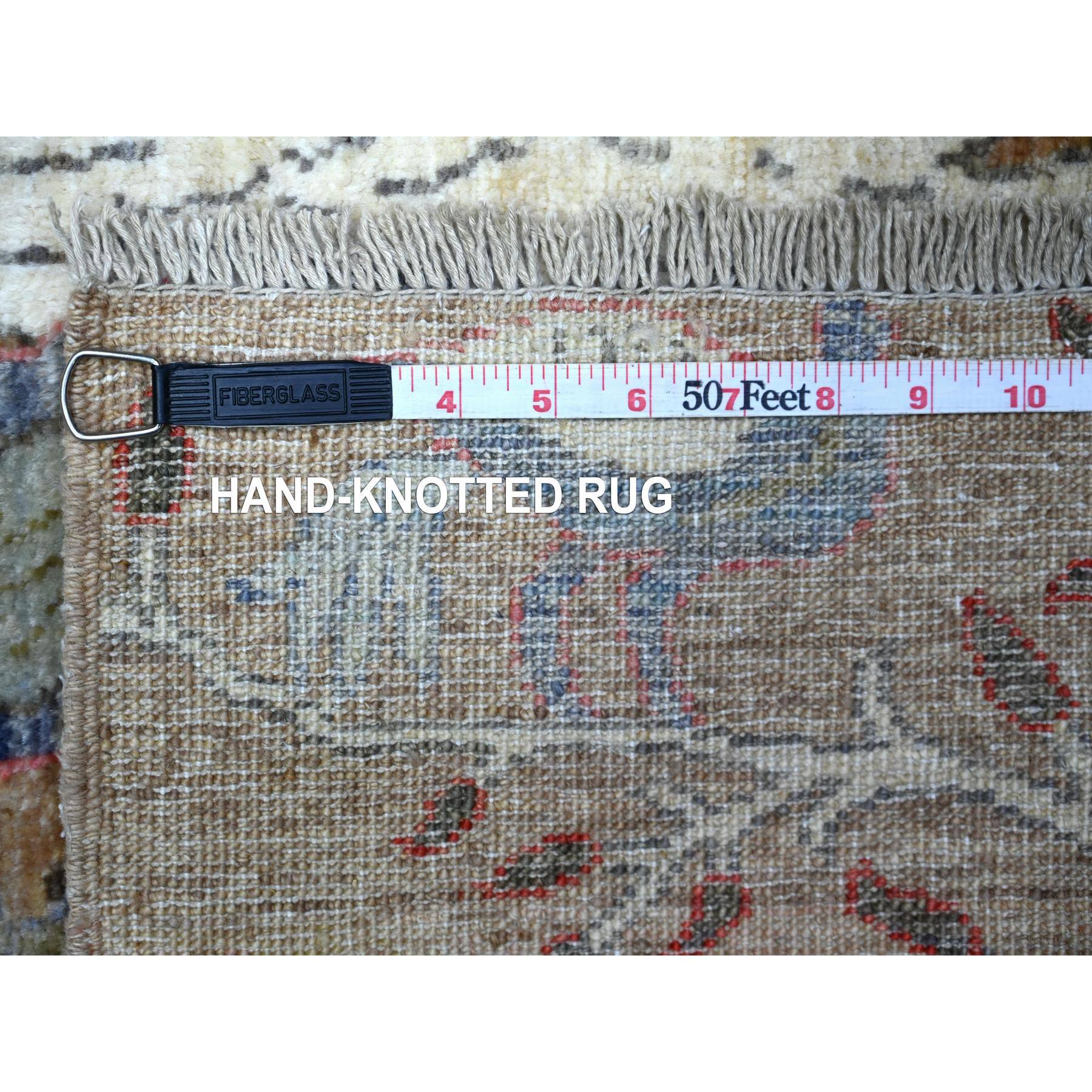 3'x4'9" Cafe au lait Brown, Hand Knotted, Afghan Peshawar with Birds of Paradise, Vegetable Dyes, Organic Wool, Oriental Rug HR88500 - Image 6