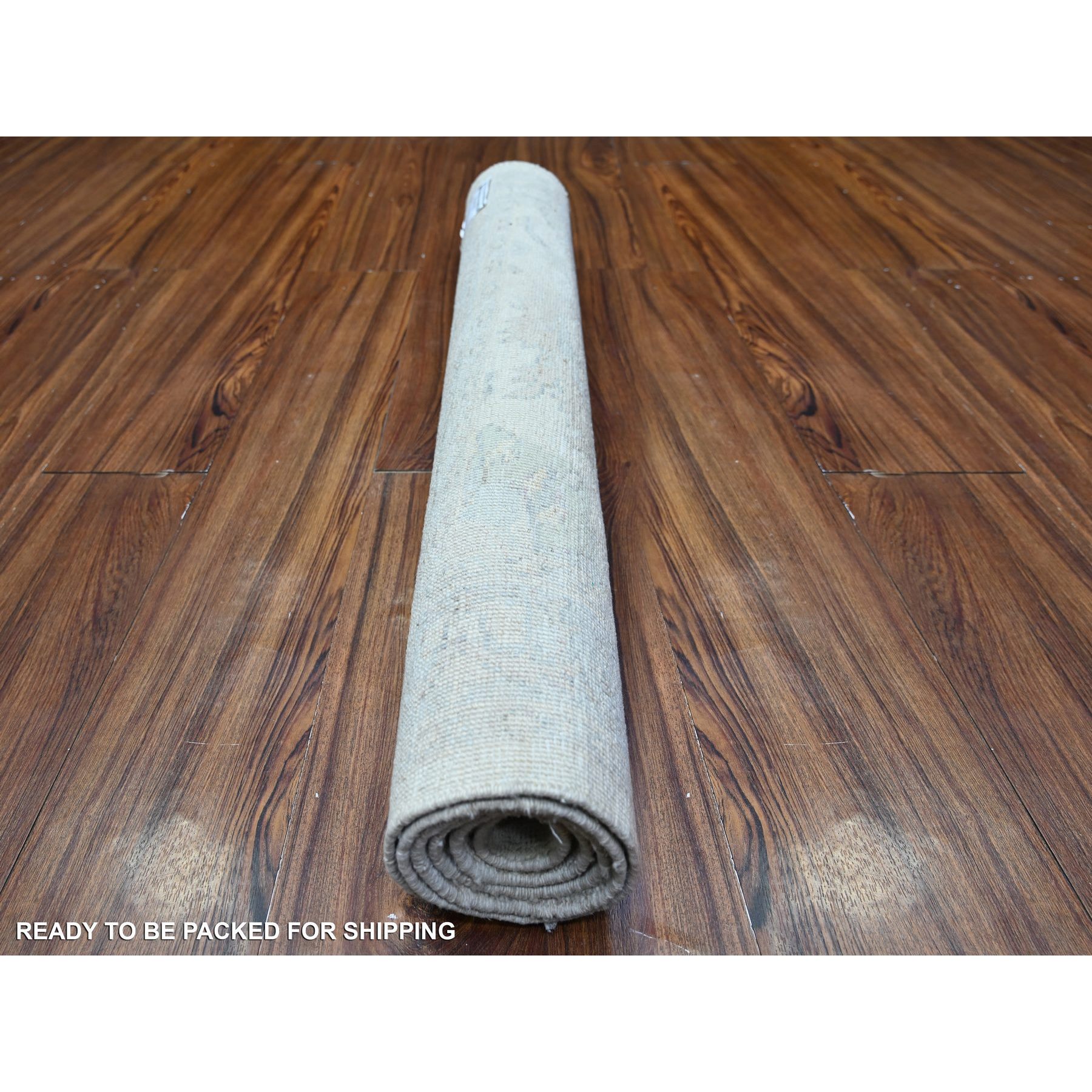 3'x5' Gainsboro Gray, Natural Dyes, Pure Wool, White Wash Peshawar, Hand Knotted, Oriental Rug HR88553 - Image 4