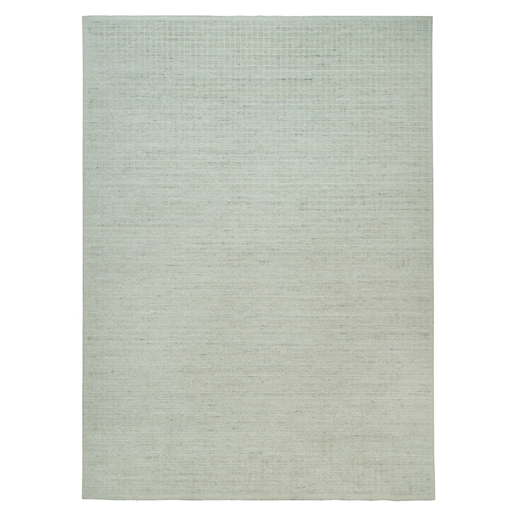 10'x13'9" Moonlight White, Plain Decor Modern Box Design, Loomed Knotted 100% Undyed natural wool, Oriental Rug HR90341