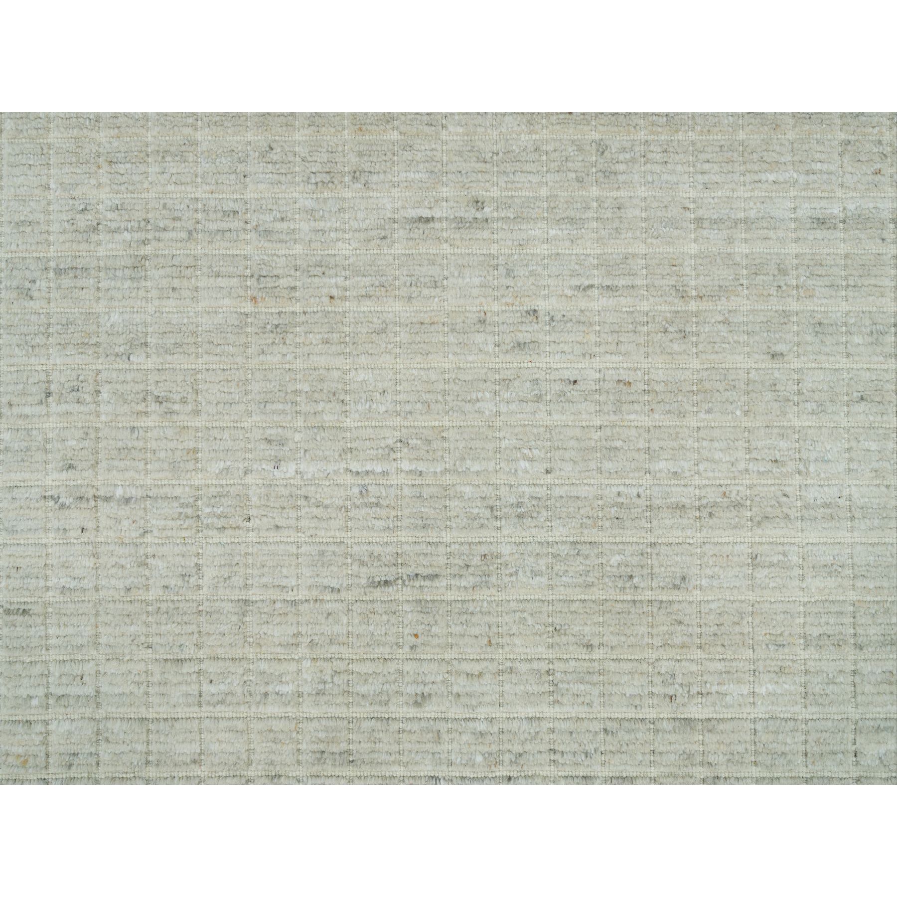 10'x13'9" Moonlight White, Plain Decor Modern Box Design, Loomed Knotted 100% Undyed natural wool, Oriental Rug HR90341 - Image 9