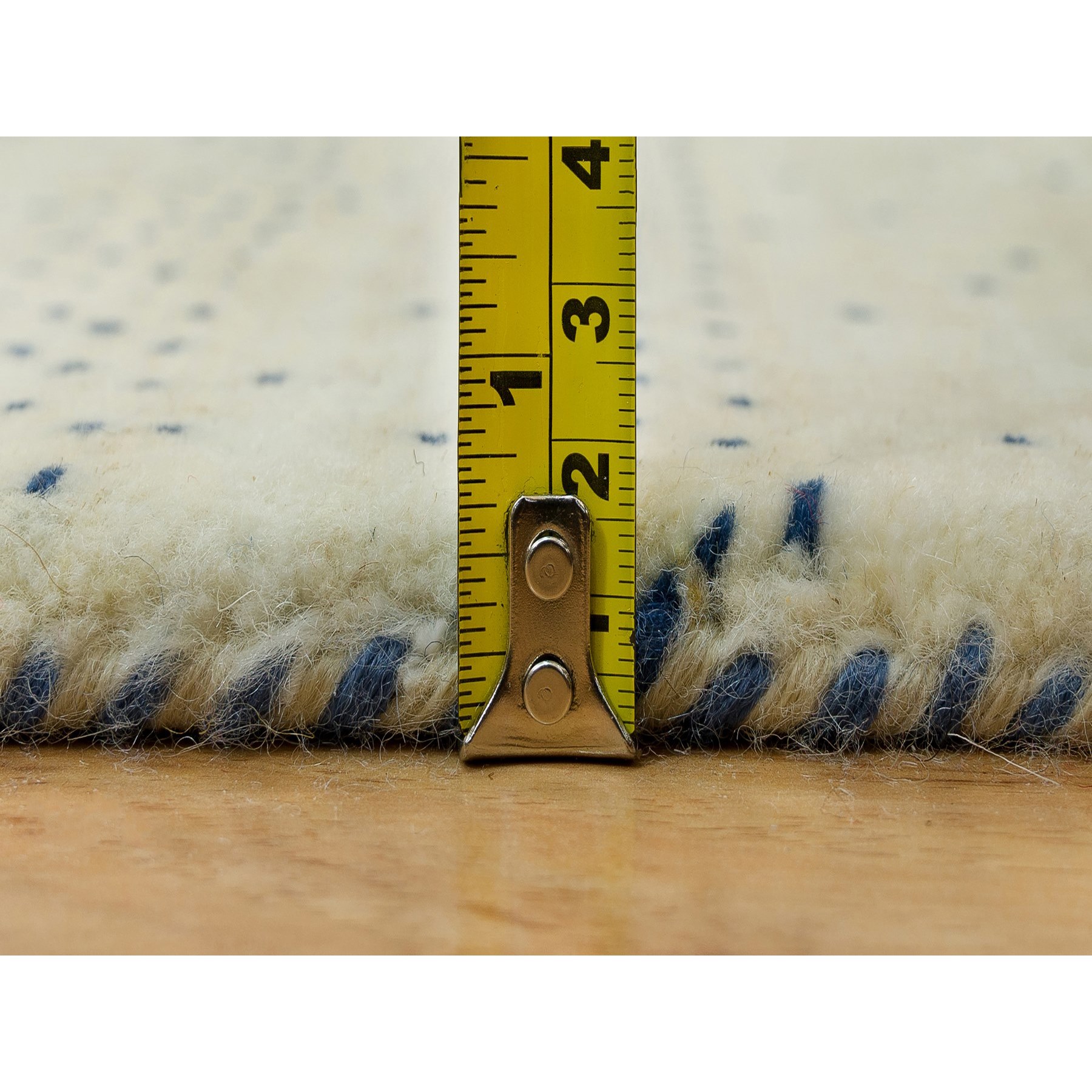2'7"x9'6" Retro White, Modern Lori Buft Gabbeh Tree Design, 100% Wool, Thick and Plush, Hand Knotted Oriental Runner Rug HR90396 - Image 7